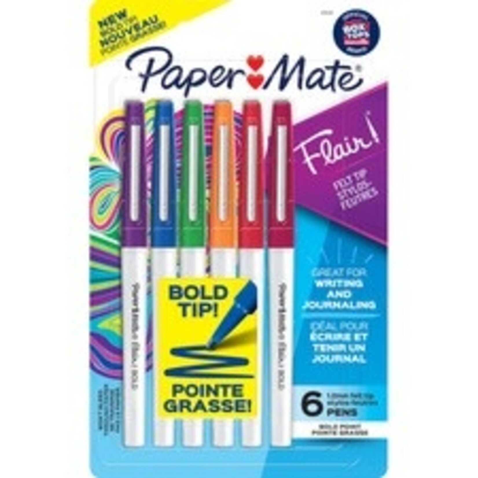 Paper Mate Paper Mate Flair Marker - Bold Marker Point - Assorted - 6/Pack