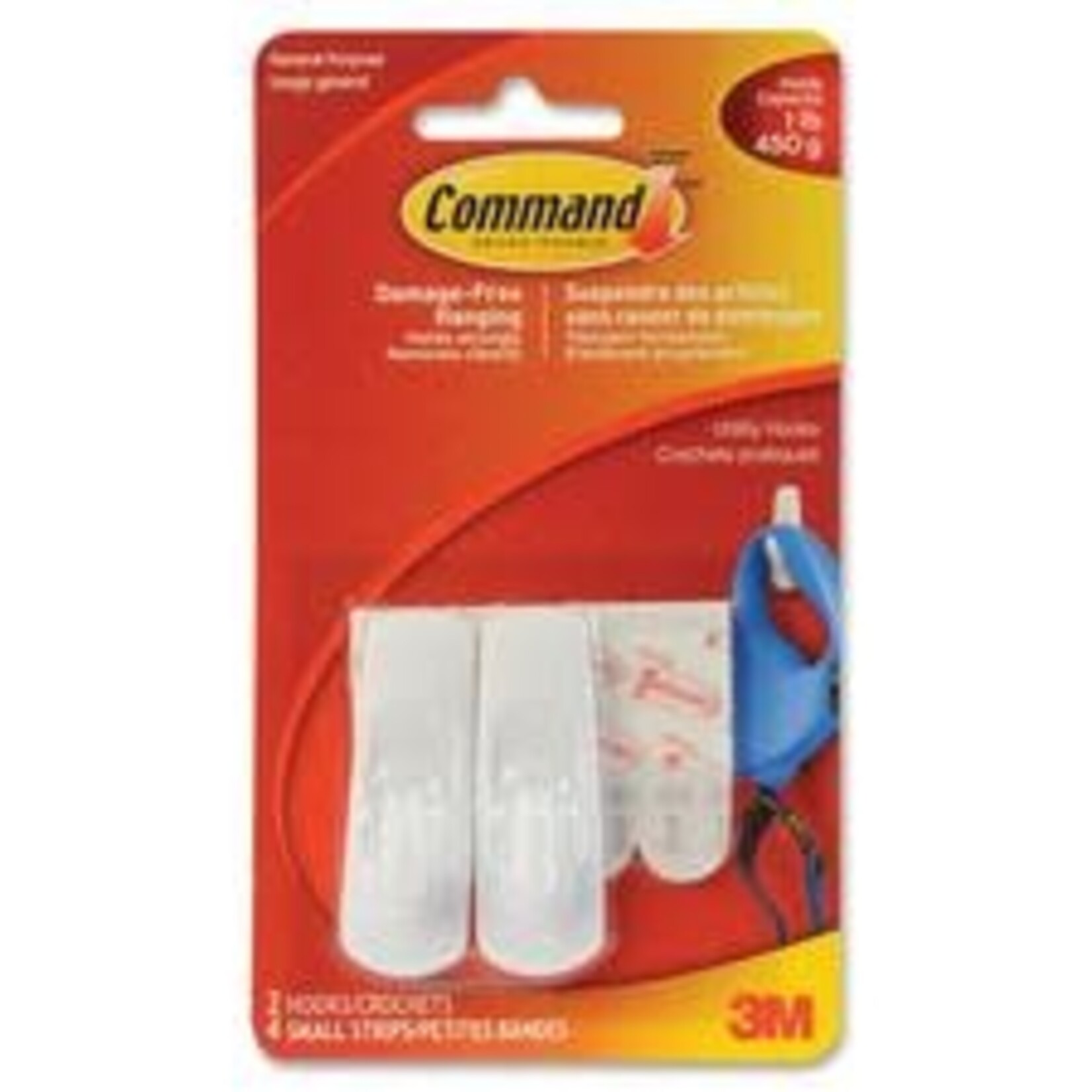 3M 3M Small Hooks with Command Adhesive - 1lb Capacity - White - 2/Pack