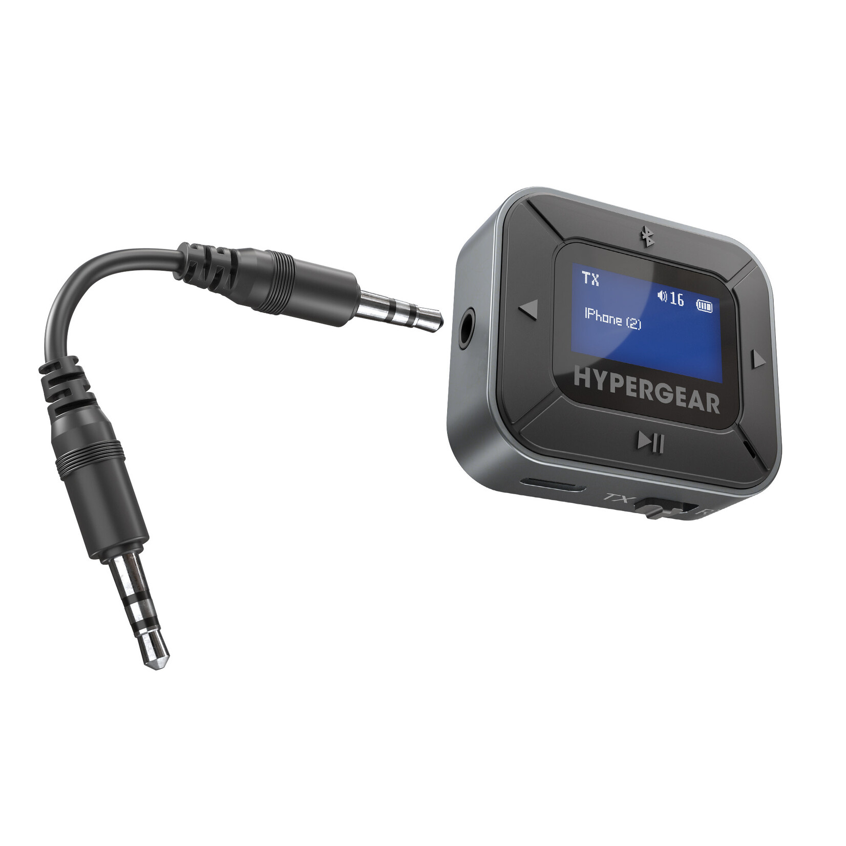 Hypergear HyperGear Wireless Audio Adapter Intellicast Flight Connect in Airplane & Use Any Bluetooth Headphones Connect 2 Listeners or Transmit from Phone to Stereo System