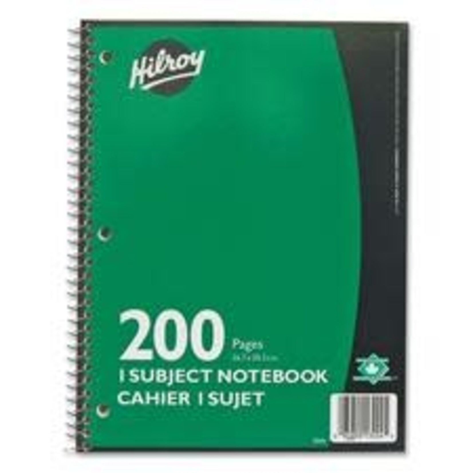 Hilroy NOTEBOOK-COIL, 1-SUBJECT 10.5X8 200 PAGE 3-HOLE, ASSORTED