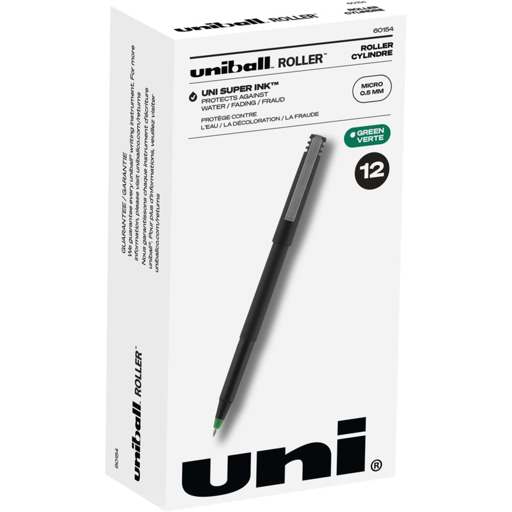 Uni-ball PEN-ROLLER, UNI-BALL, MICRO 0.5MM BLACK 12/BOX