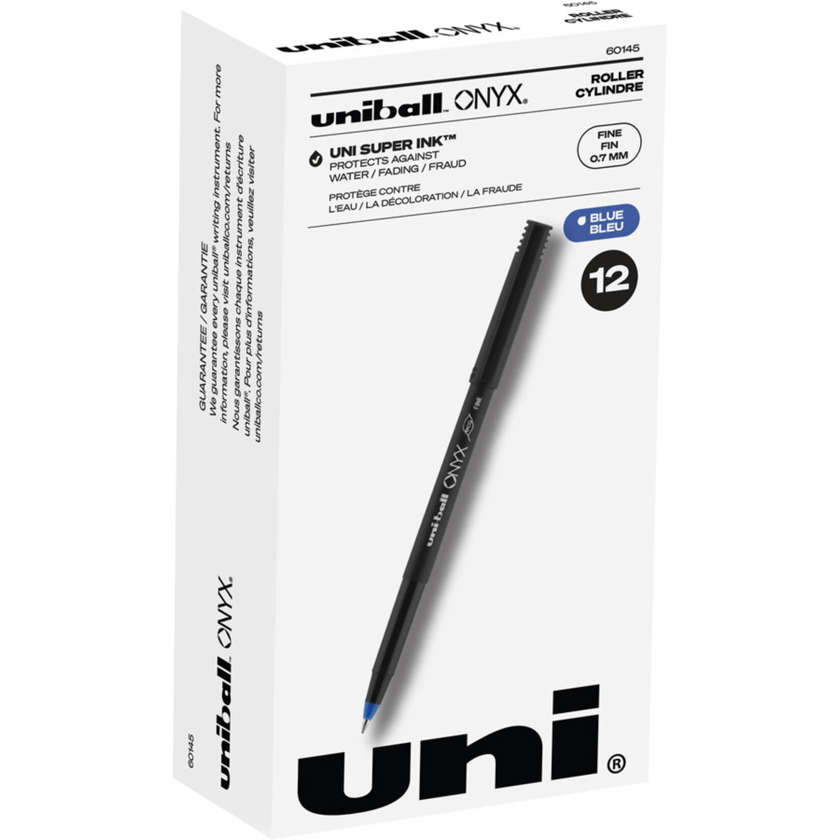Uni-ball PEN-ROLLER, UNI-BALL ONYX, FINE 0.7MM BLUE 12/BOX