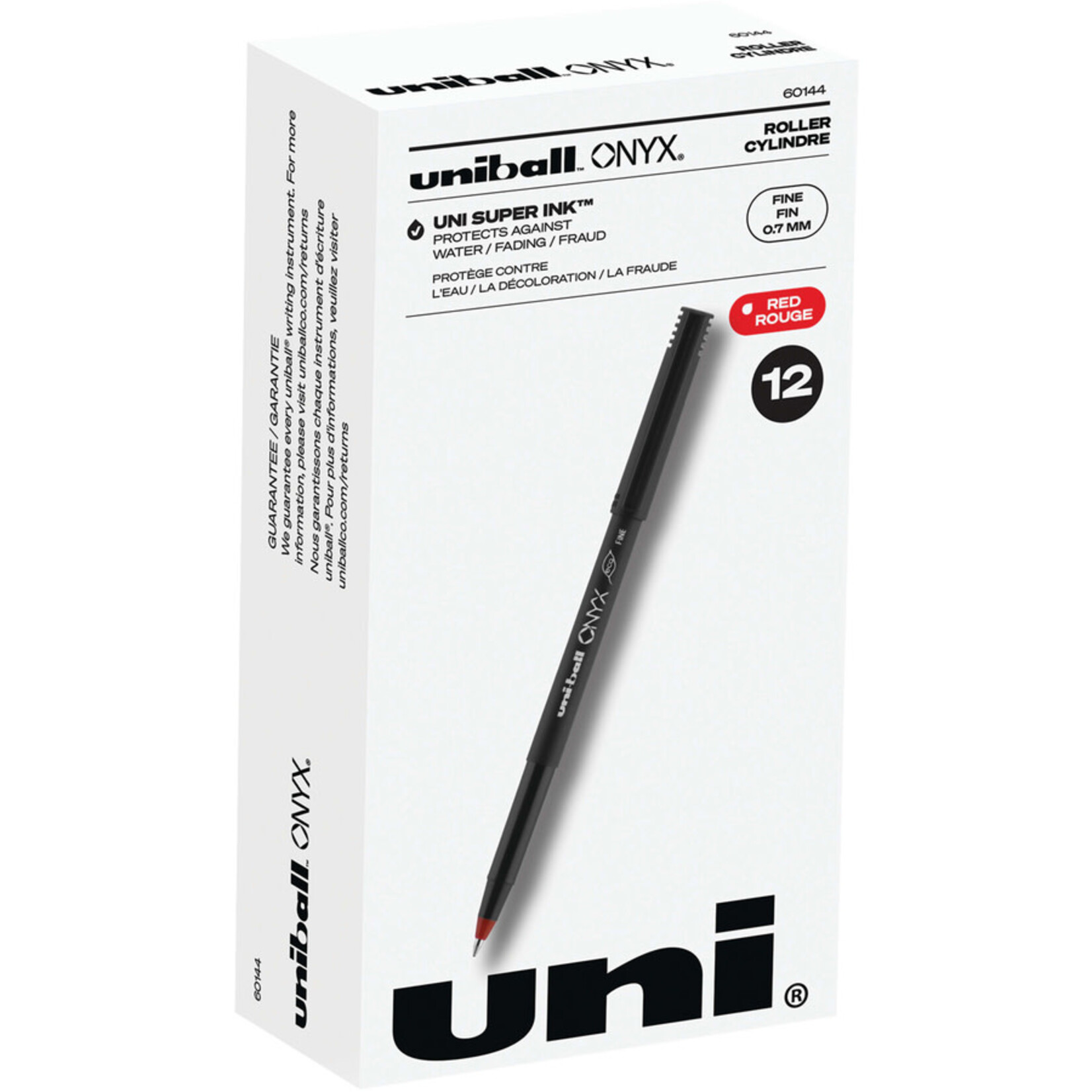 Uni-ball PEN-ROLLER, UNI-BALL ONYX, FINE 0.7MM RED 12/BOX