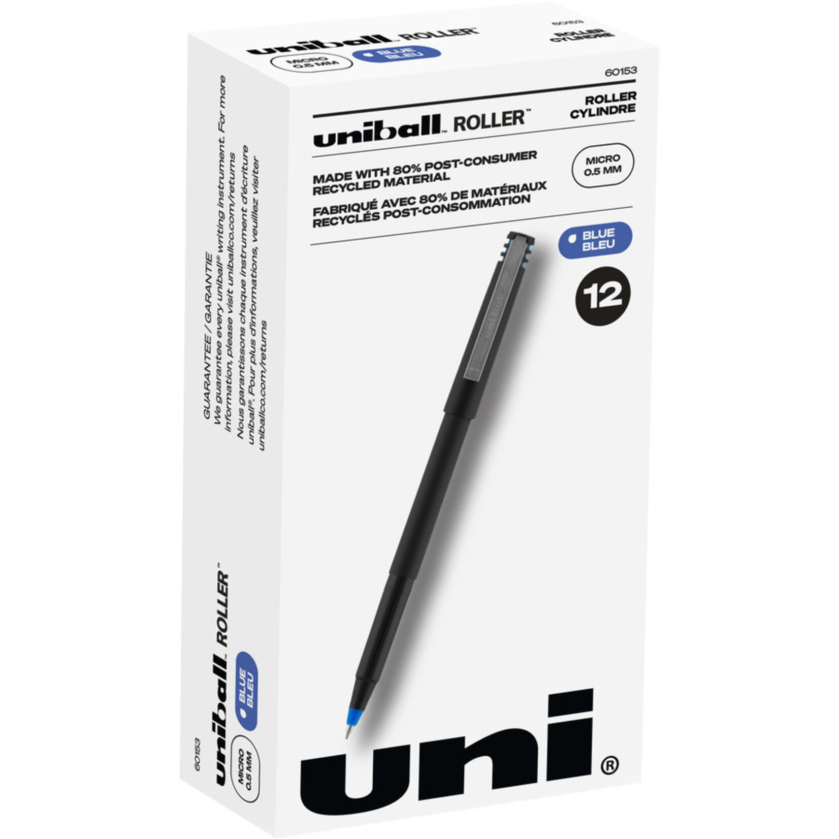 Uni-ball PEN-ROLLER, UNI-BALL ONYX, MICRO 0.5MM BLACK 12/BOX