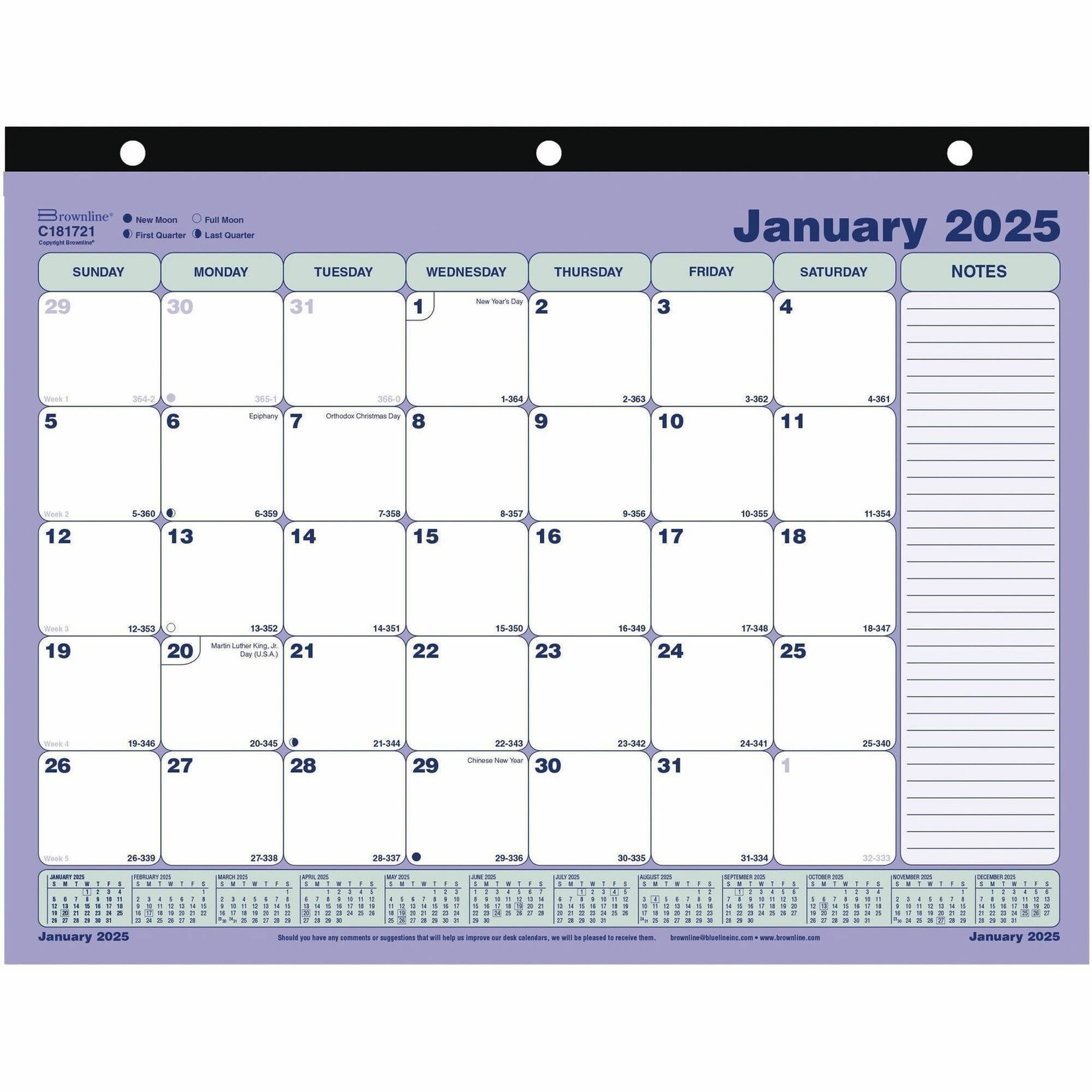 Blueline Blueline Monthly Desk Pad/Wall Calendar, 11"x 8-1/2" English - 2026