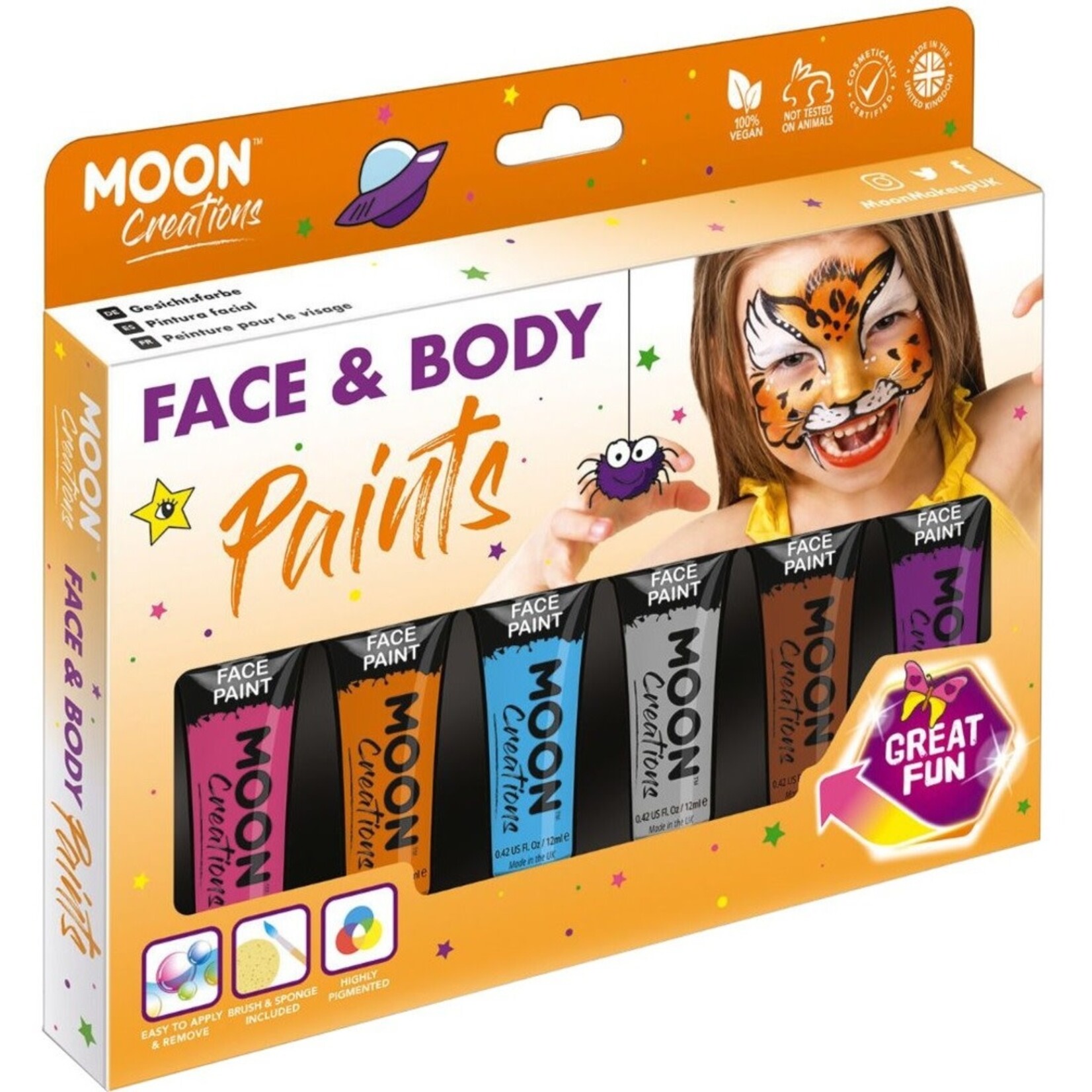 Moon Moon Creations Face & Body Paint Adventure Colours Boxset - 12 mL
