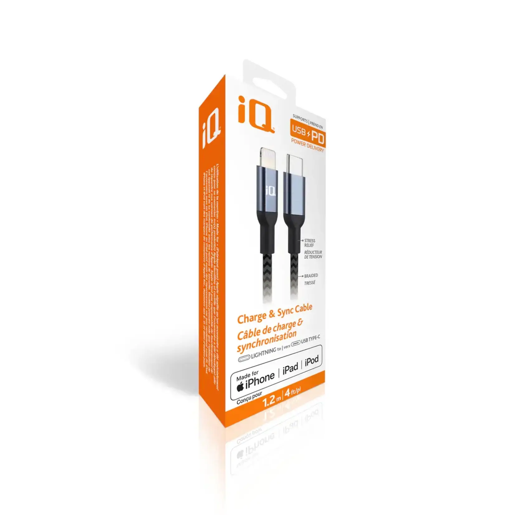 iQ iQ USB Type-C to Lightning Cable - Braided - 1.2m/4ft