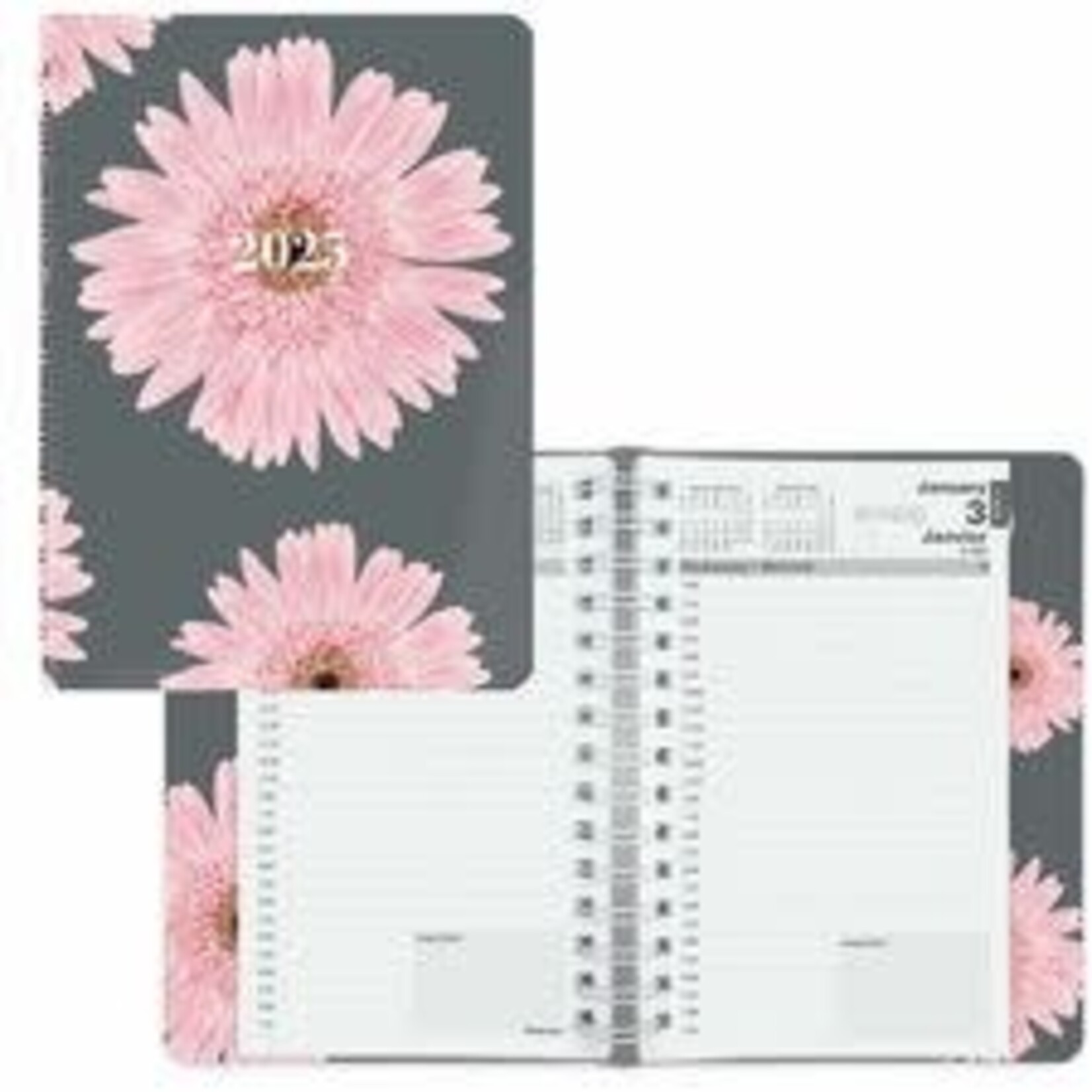 Blueline Blueline 2026 Pink Ribbon Daily Planner - 8" H x 5" W - Pink Daisy Design - Bilingual