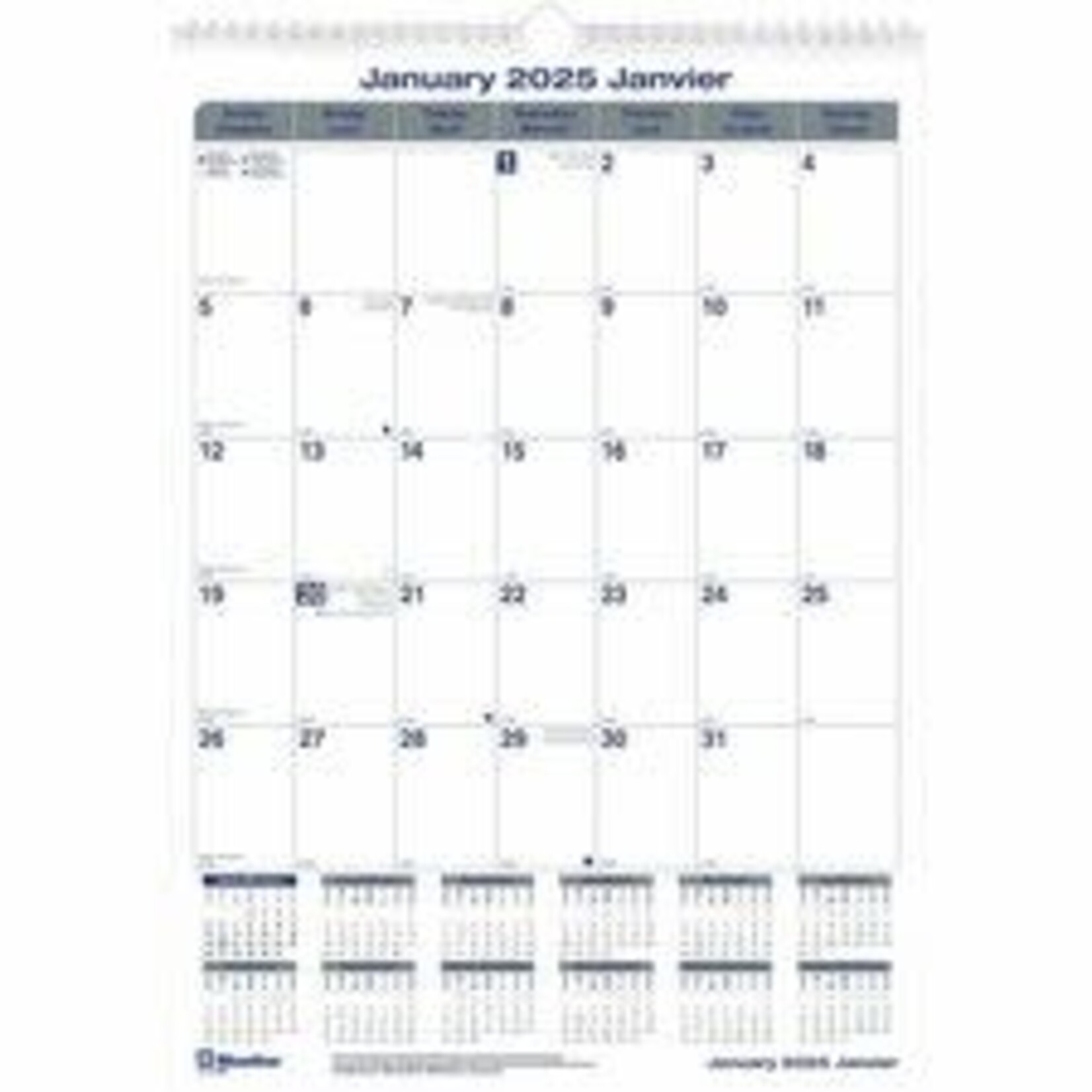Blueline Blueline Net Zero Carbon Monthly Wall Calendar, 12"x17" - Monthly, Yearly, Daily - Jan 2025 to Dec 2025