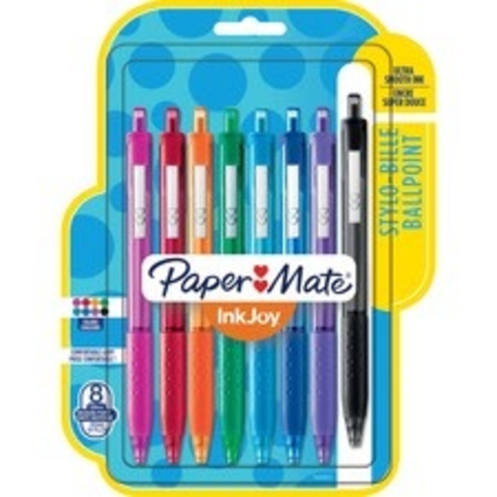 Papermate Paper Mate InkJoy 300 RT Ballpoint Pen - Assorted - Translucent, Tinted Barrel - 8/Pack
