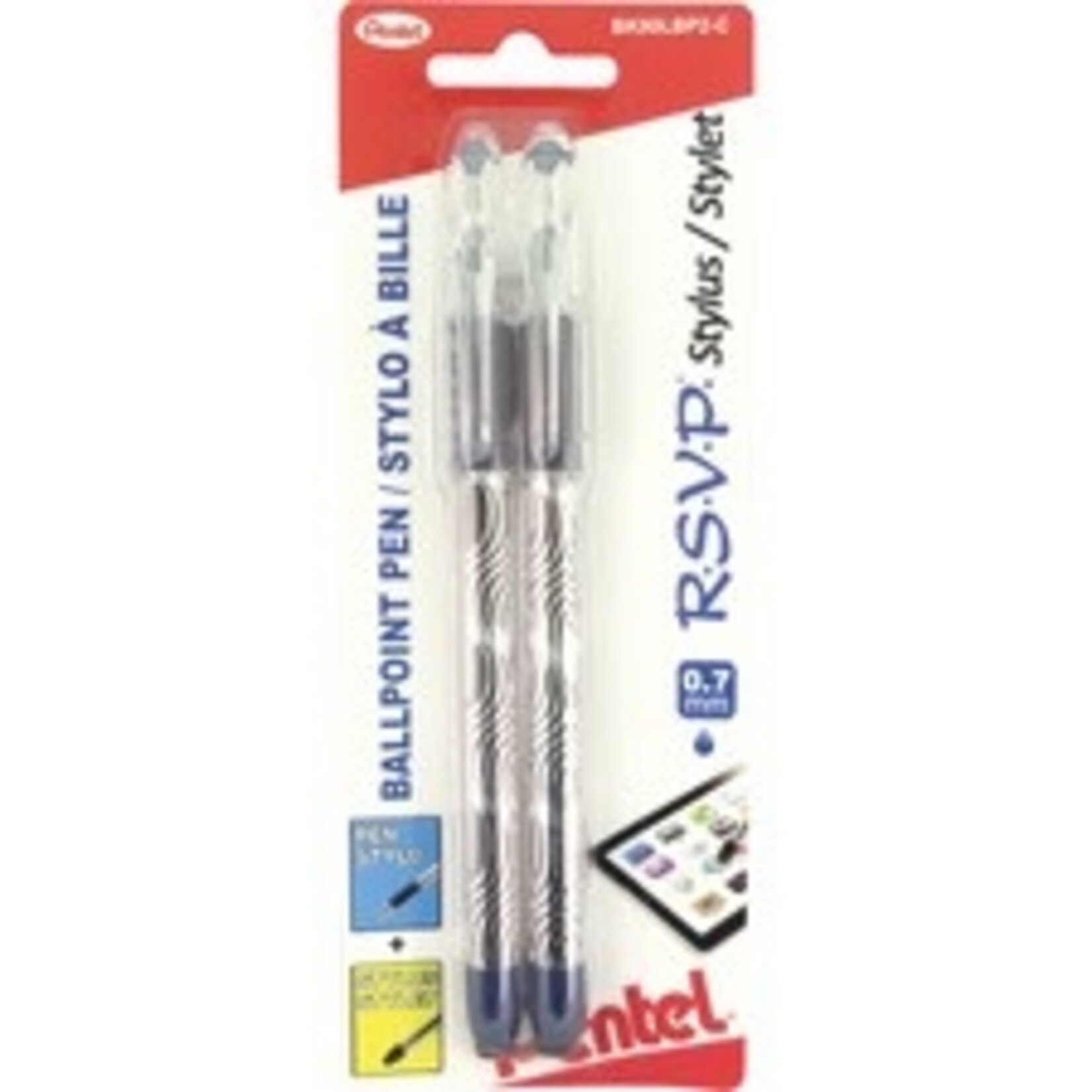 Pentel STYLUS PEN-BALLPOINT R.S.V.P. MEDIUM BLUE, 2/PACK