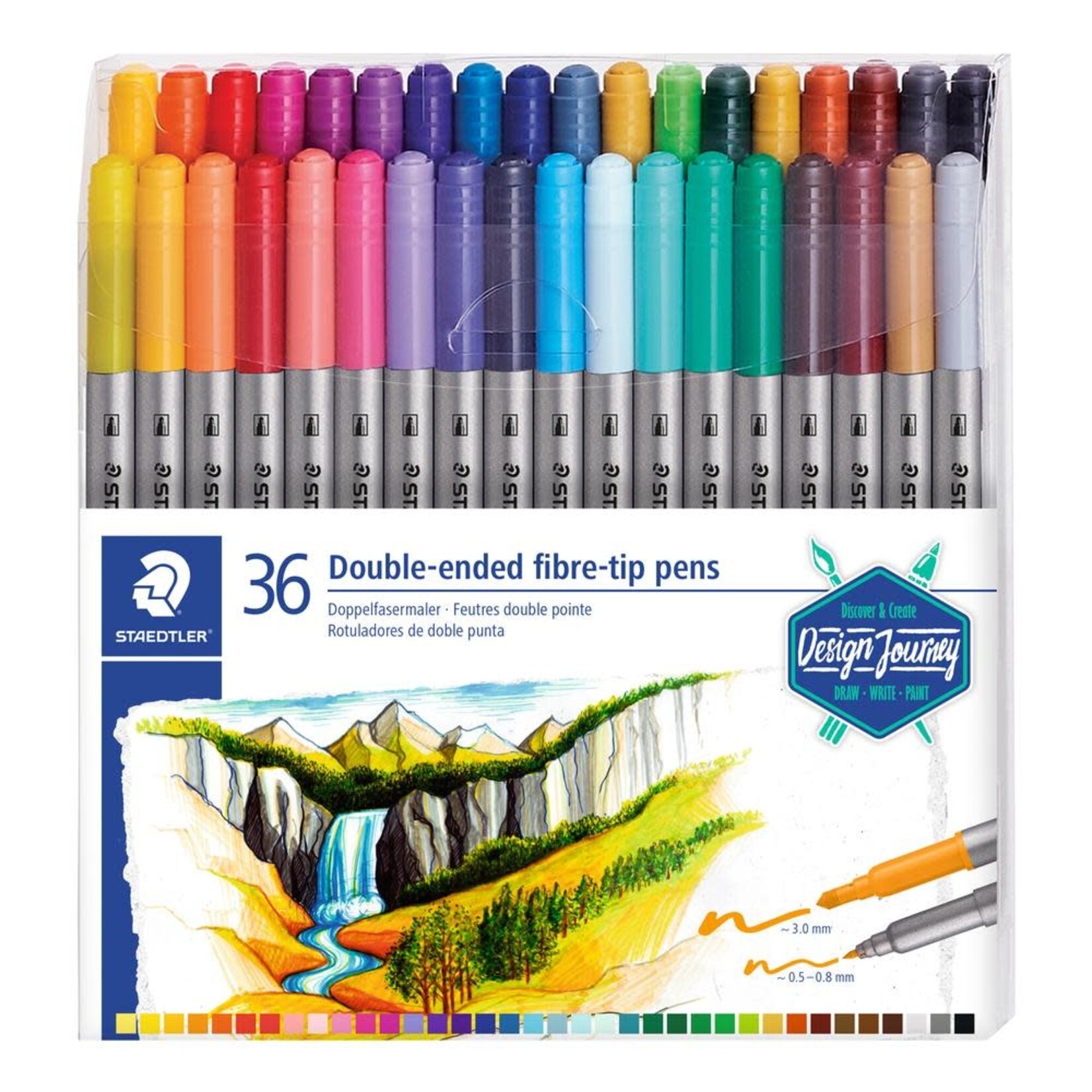 STAEDTLER MARKER SET-DUO-COLOR DOUBLE-ENDED, 36 COLOURS