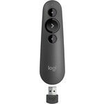 Logitech R500s Laser Presentation Remote Clicker with Dual Connectivity Bluetooth or USB for Powerpoint, Keynote, Google Slides, Wireless Presenter - Black (Class 1 Laser)
