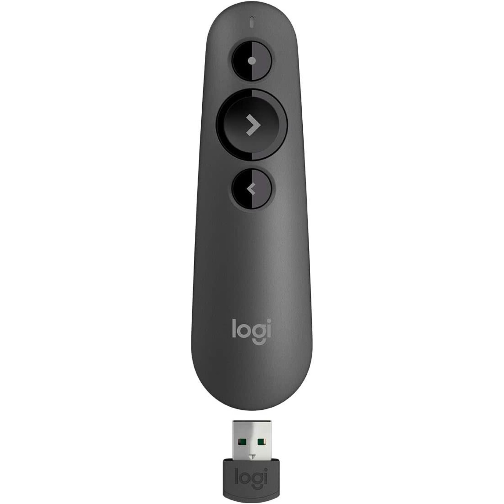 Logitech R500s Laser Presentation Remote Clicker with Dual Connectivity Bluetooth or USB for Powerpoint, Keynote, Google Slides, Wireless Presenter - Black (Class 1 Laser)