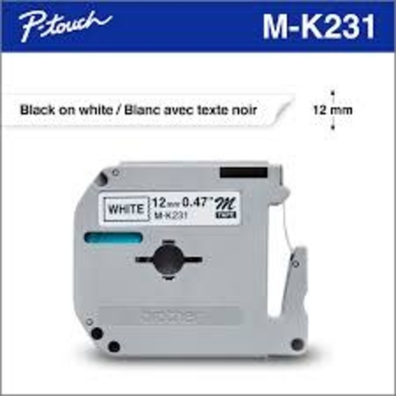 Brother TAPE-P-TOUCH M SERIES, 12MM BLACK ON WHITE