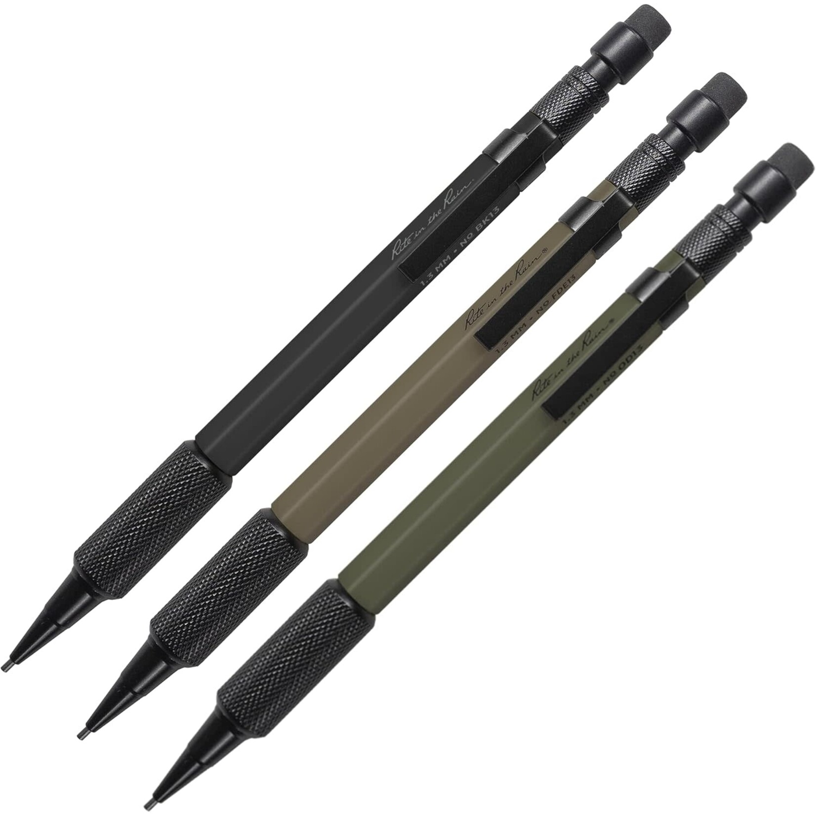 Rite in the Rain Rite in the Rain Weatherproof Mechanical Pencils, 1.3mm Black Lead, 3 Pack (No. TAC13)