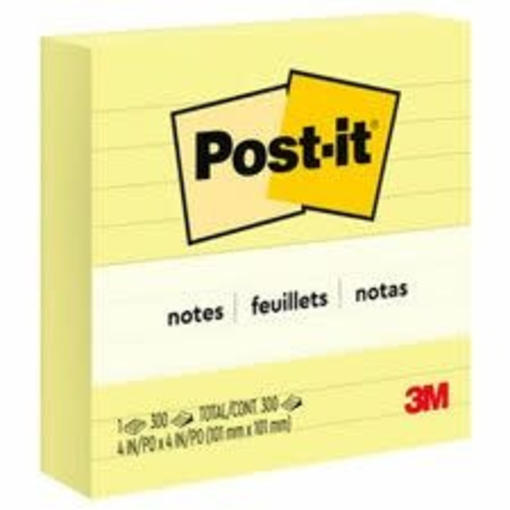 Post-it NOTES-POST-IT, LINED 4X4 YELLOW 300 SHEETS