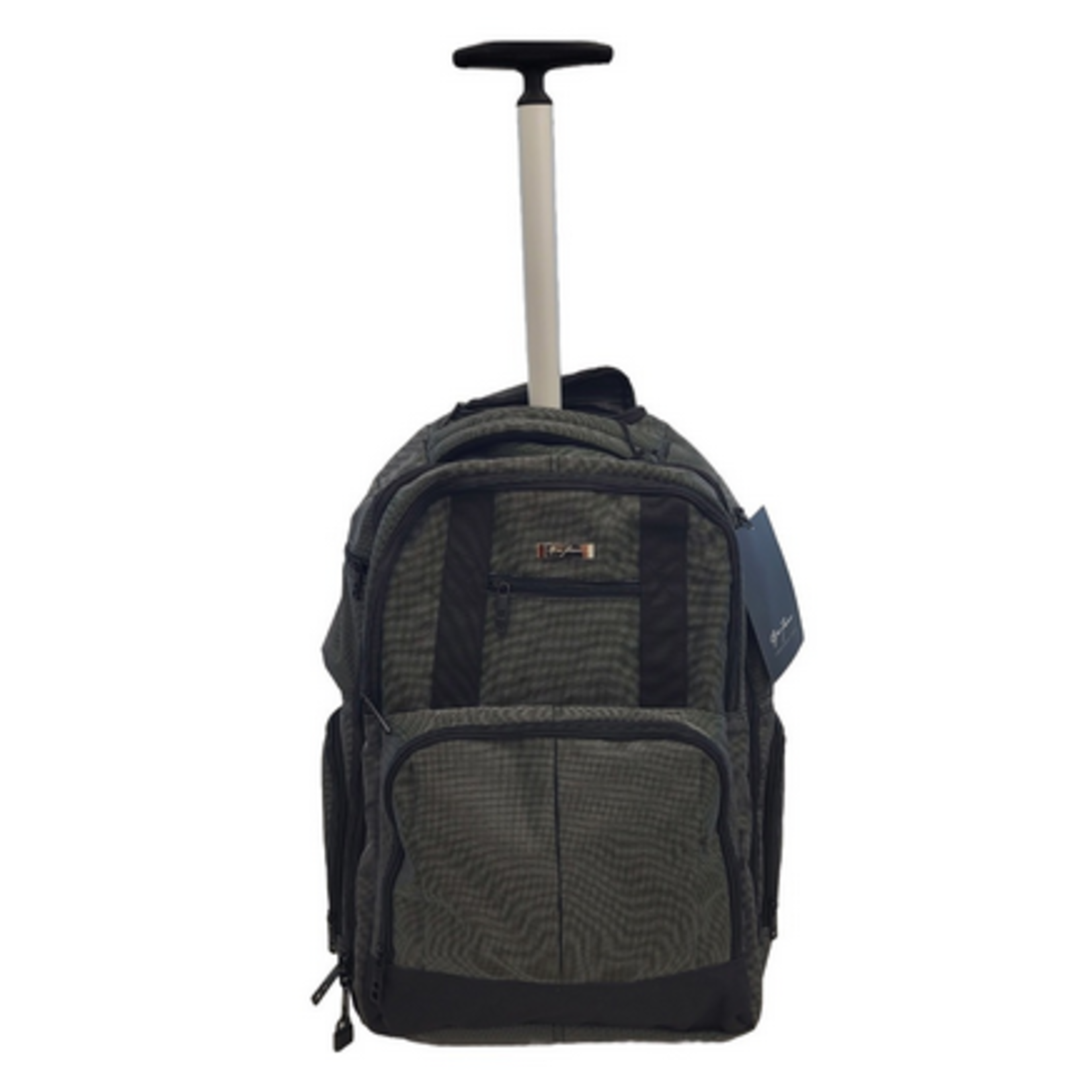 Gino Ferrari Backpack 17in Brunswick Rolling with Retractable Telescopic Handle Canvas - Black/Grey