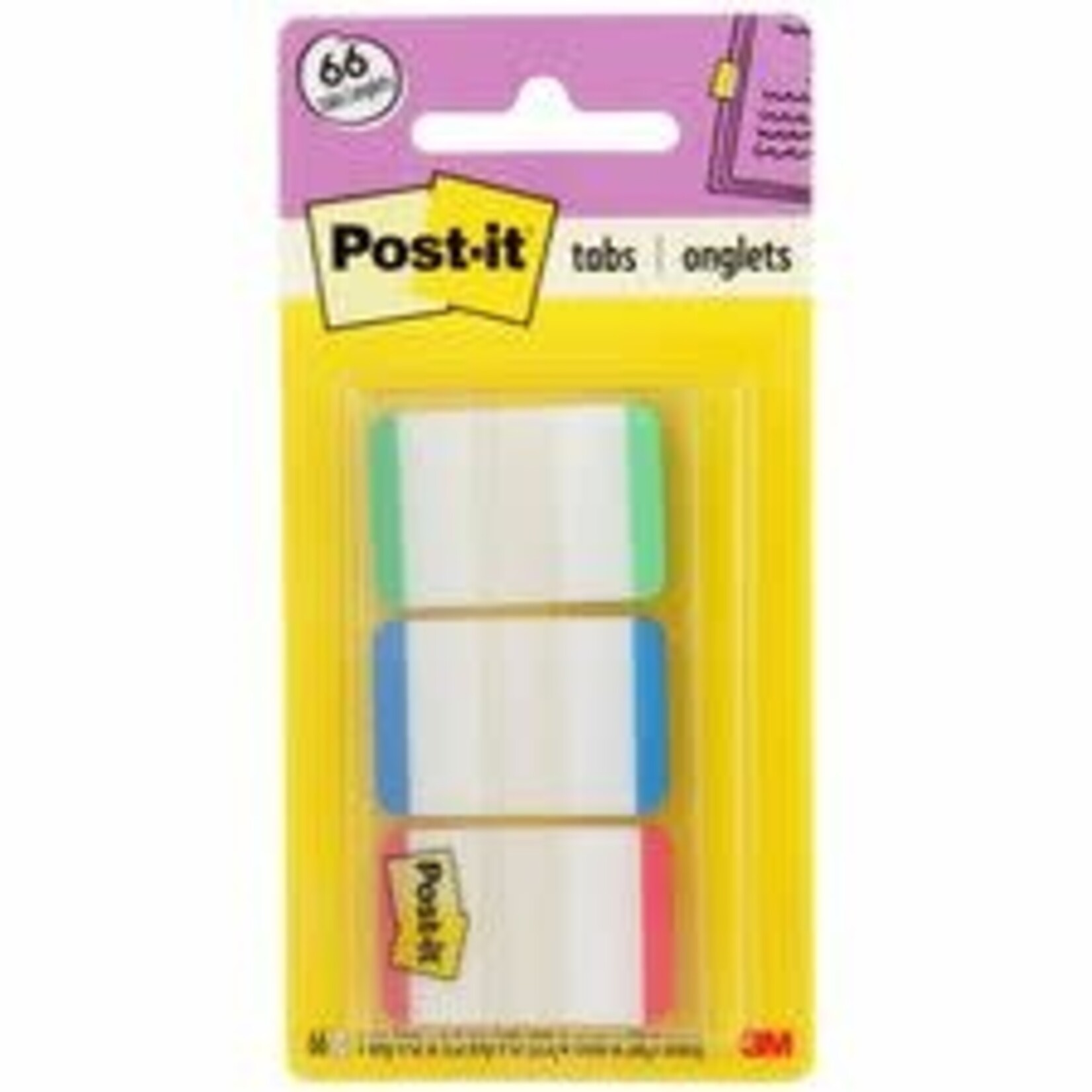 Post-it INDEX TABS-POST IT 1X1.5'' 22 EACH OF GREEN, BLUE, & RED LINE