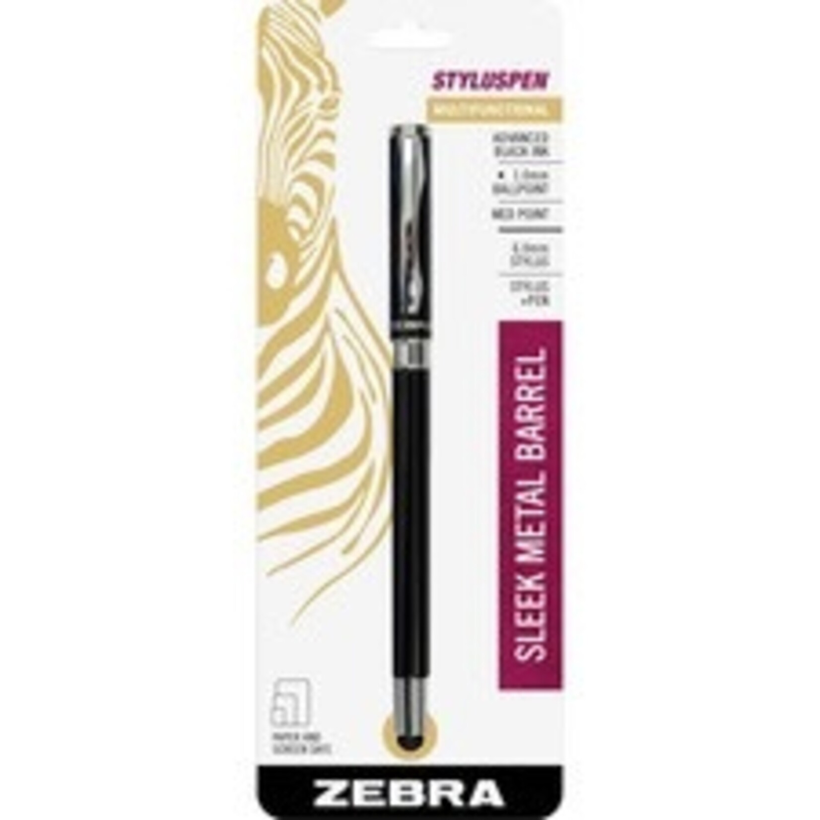 Zebra Pen STYLUS PEN-Z-1000 CAPPED 1.0MM BALLPOINT BLACK/BLACK INK