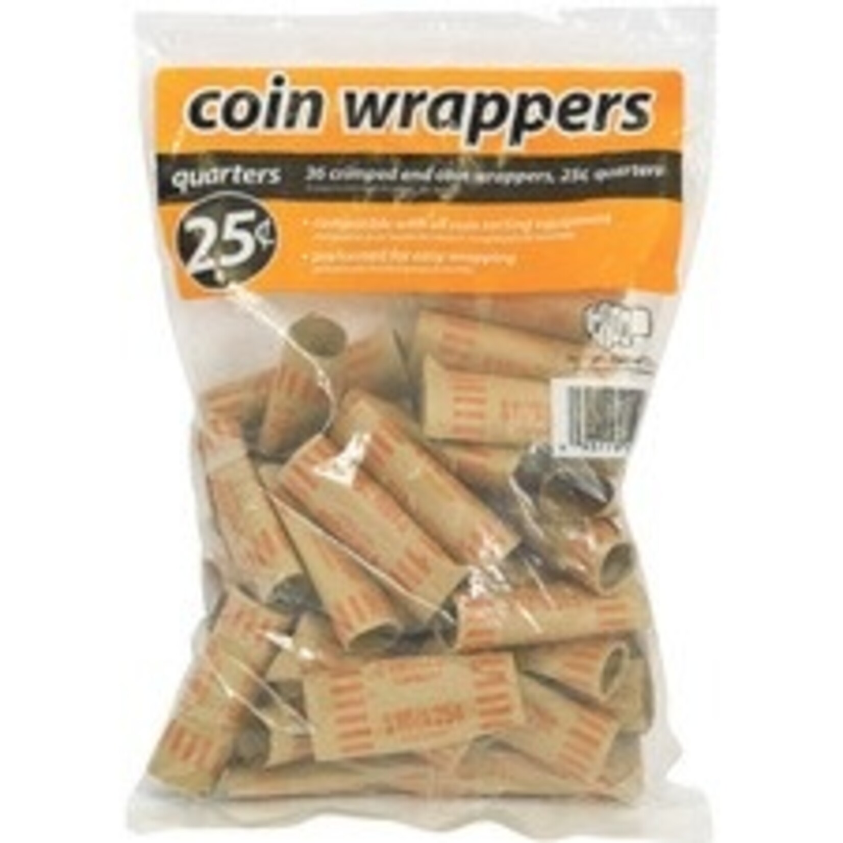 COIN WRAPPERS-PAPER PREFORMED QUARTER, 36/PACK