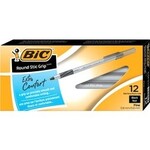 Bic BIC Round Stic Grip Ballpoint Stick Pens, 0.8mm, Black, 12 Pack