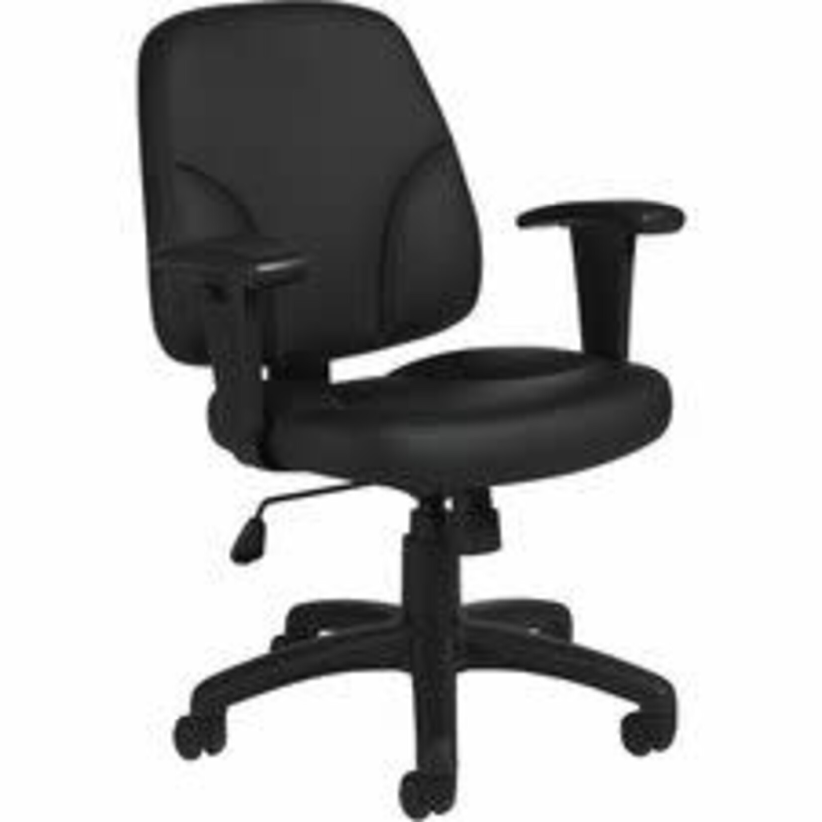 Offices To Go Cobalt Medium Back Tilter - Luxhide, Bonded Leather Seat Material - Mid Back - Black