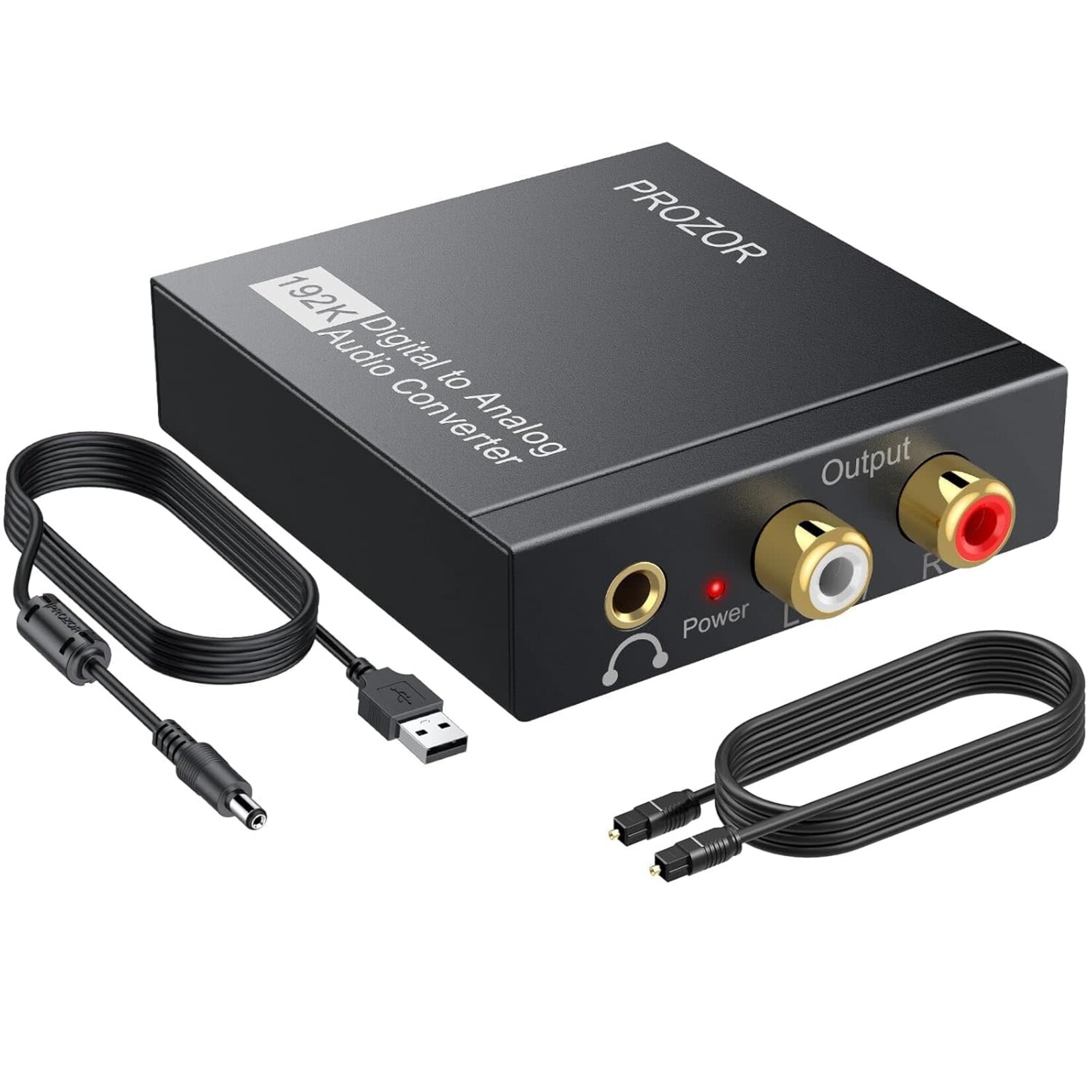 192KHz Digital to Analog Converter DAC Digital SPDIF Toslink to Analog Stereo Audio L/R Converter Adapter with Optical Cable for PS3 HD DVD PS4 Home Cinema Systems AV Amps Apple TV