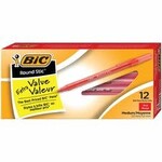 Bic PEN-STICK, ROUND STIC BALLPOINT, MEDIUM RED - GSM11