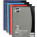Hilroy NOTEBOOK-COIL, 3-SUBJECT 10.5X8 300 PAGE 3-HOLE, ASSORTED HILROY