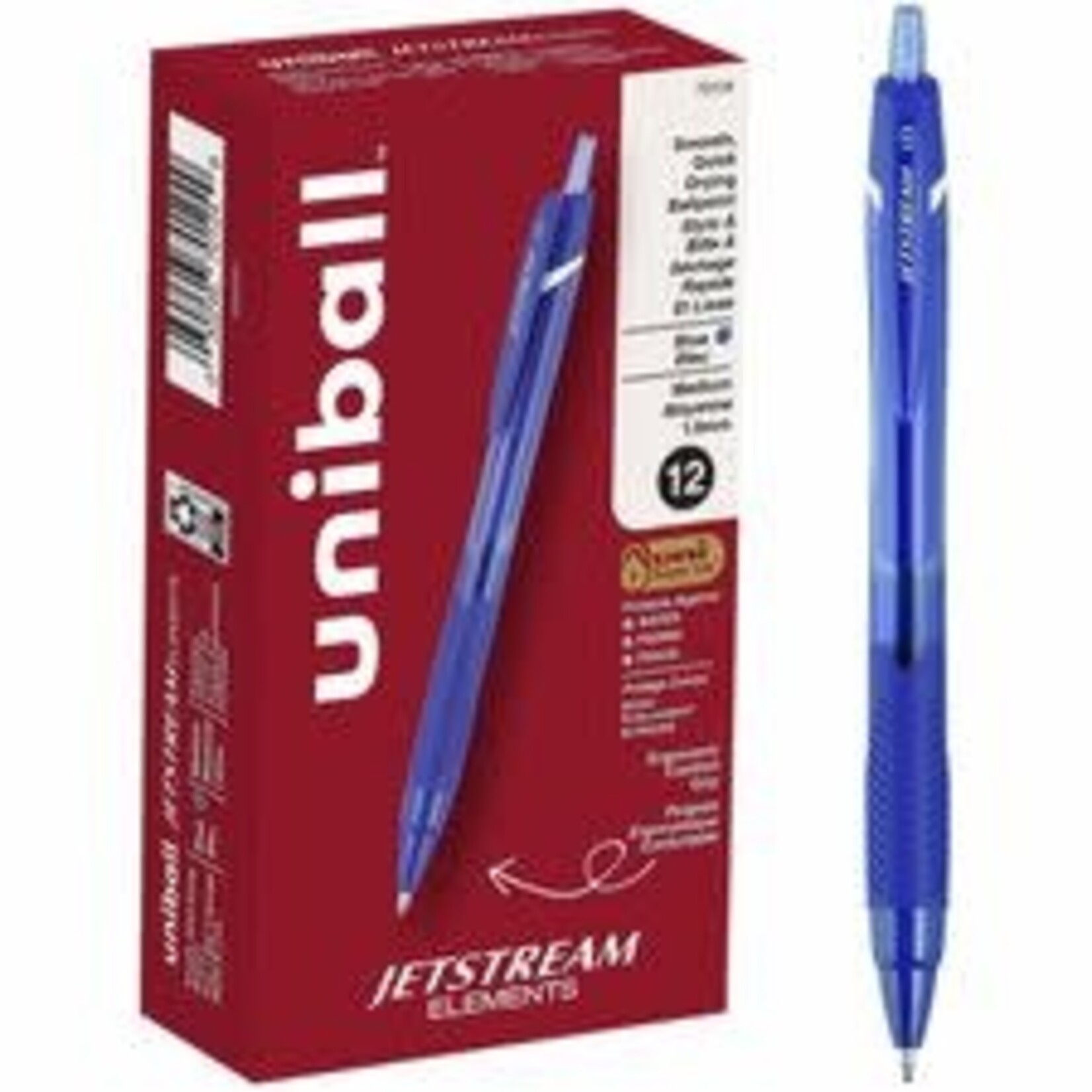 Uni-ball PEN-RETRACTABLE, UNI JETSTREAM ELEMENTS, 1.0MM BLUE 12/BOX