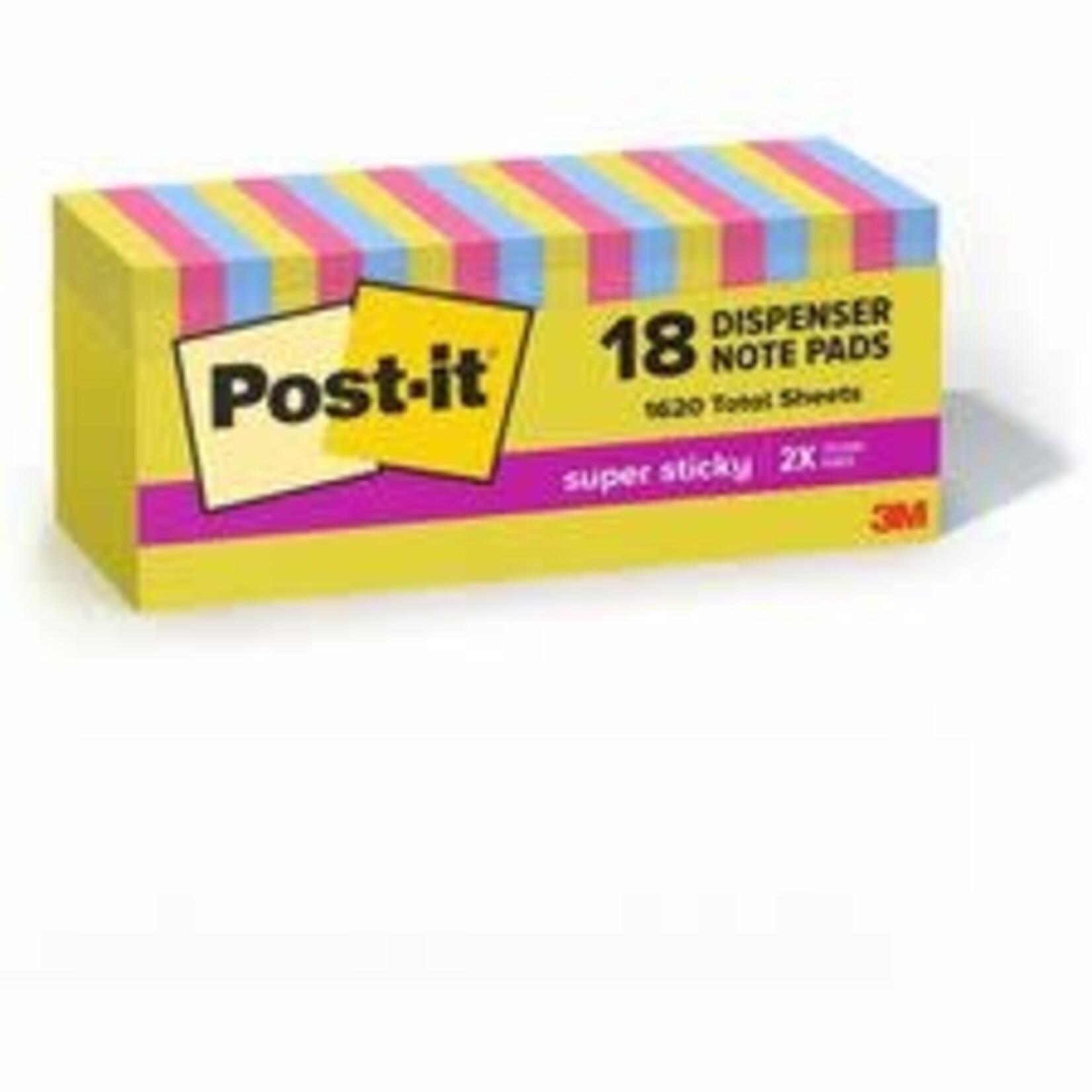 Post-it NOTES-POST-IT, POP-UP 3X3 SUPER STICKY ASSORTED 18/PACK - 90 SHEETS PER PAD