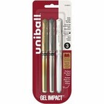 Uni-ball PEN-STICK, UNI GEL IMPACT 1.0MM GOLD/SILVER/WHITE 3/PACK
