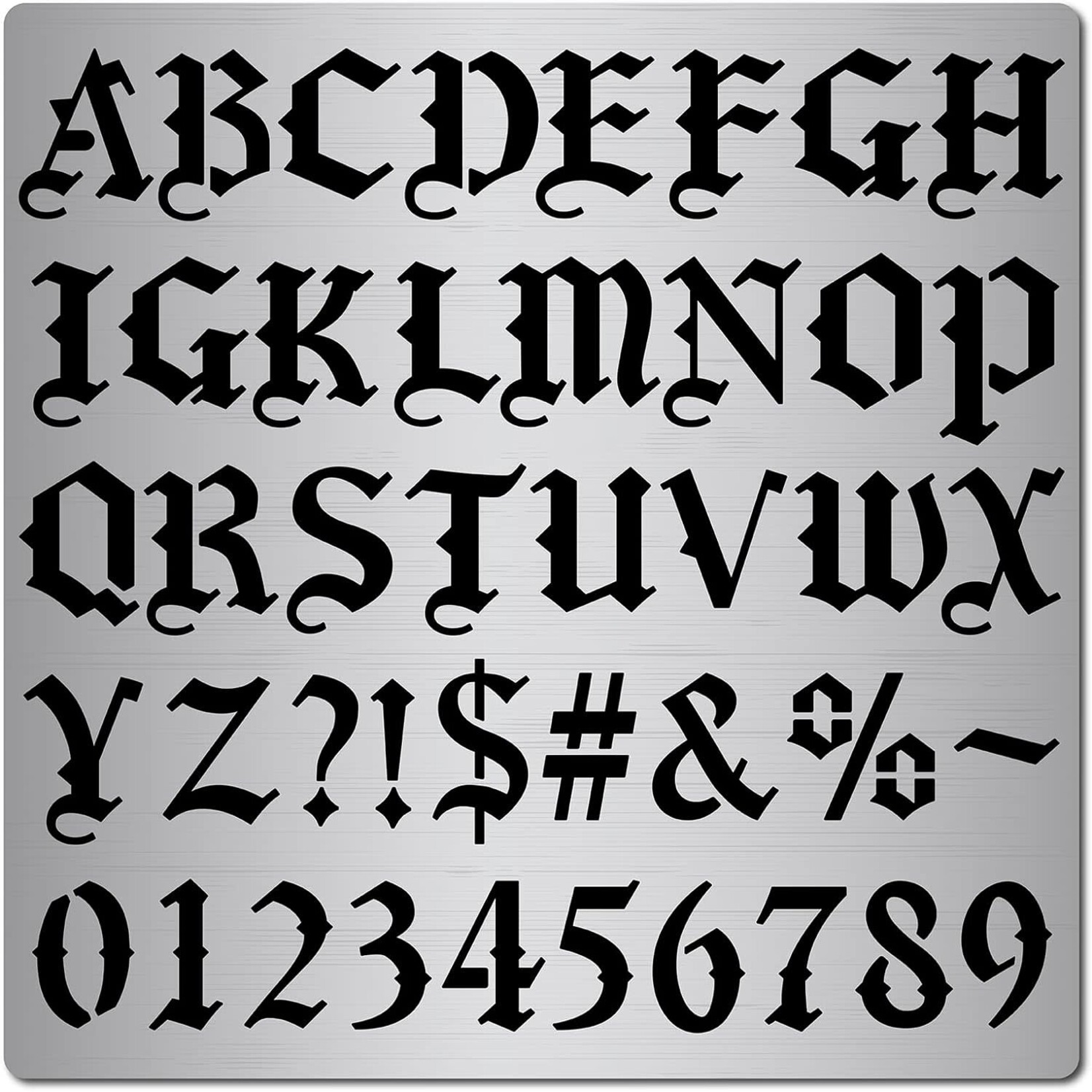 GORGECRAFT 6.3 Inch Metal Gothic Font Lettering Stencil 1" High Stainless Steel Old English Font