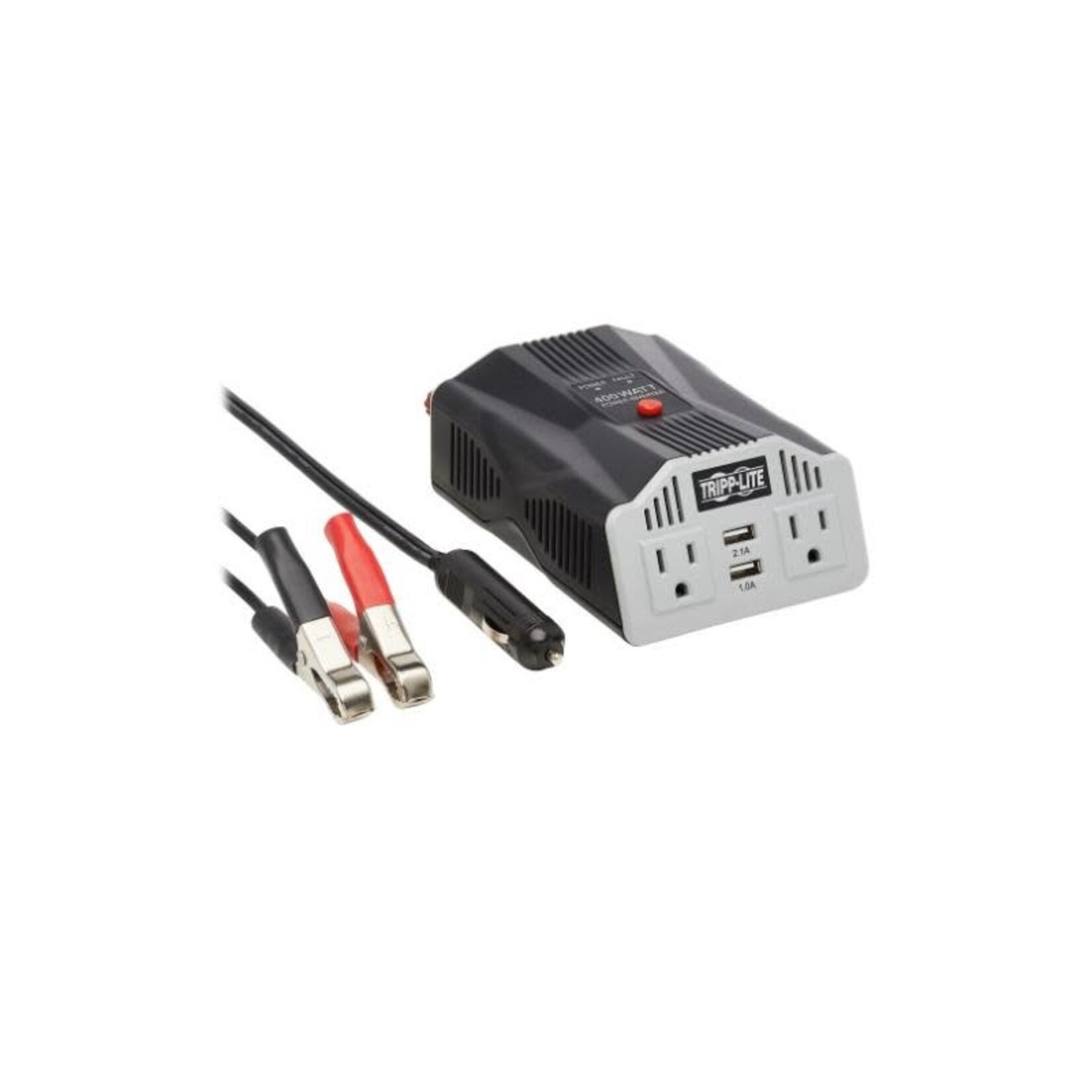Tripp Lite Tripp Lite Series 400W PowerVerter Ultra-Compact Car Inverter with 2 AC/2USB - 3.1A/Battery Cables/Cigarette Lighter Adapte