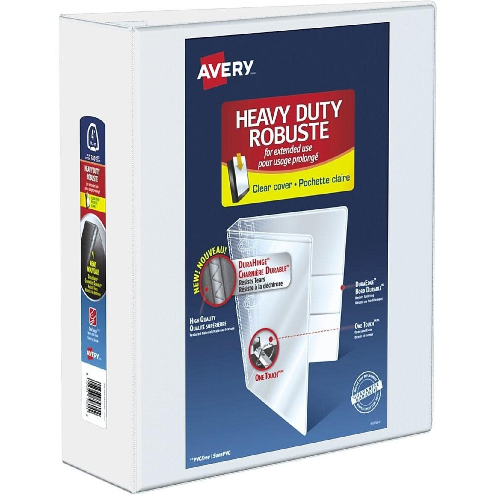 Avery Avery Heavy Duty View Binder 4" - One Touch Locking D Rings - White