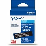 Brother TAPE-P-TOUCH TZ LAMINATED, 12MM WHITE ON BLACK