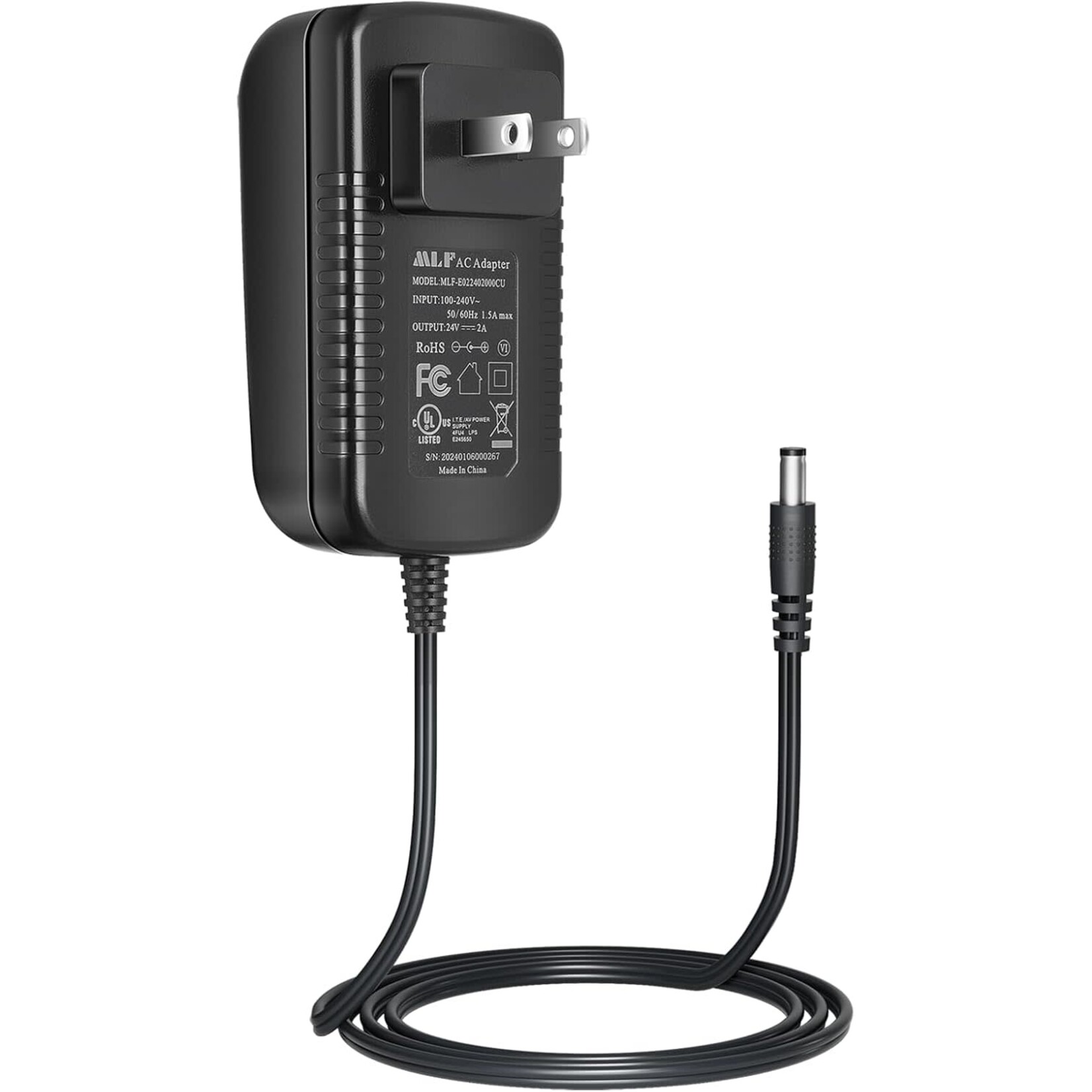 DC 24V 2A Power Supply Adapter,2.1mm X 5.5mm Plug,24 Volt 2000mA 48W AC to DC Converter Transformer,UL Listed FCC