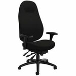 GLOBAL OFFICE Global® ObusForme Comfort High Back Multi-Tilter- Small Seat - Wood Veneer, Elastomer Back Material - High Back - 5-star Base - Black - Fabric - Armrest