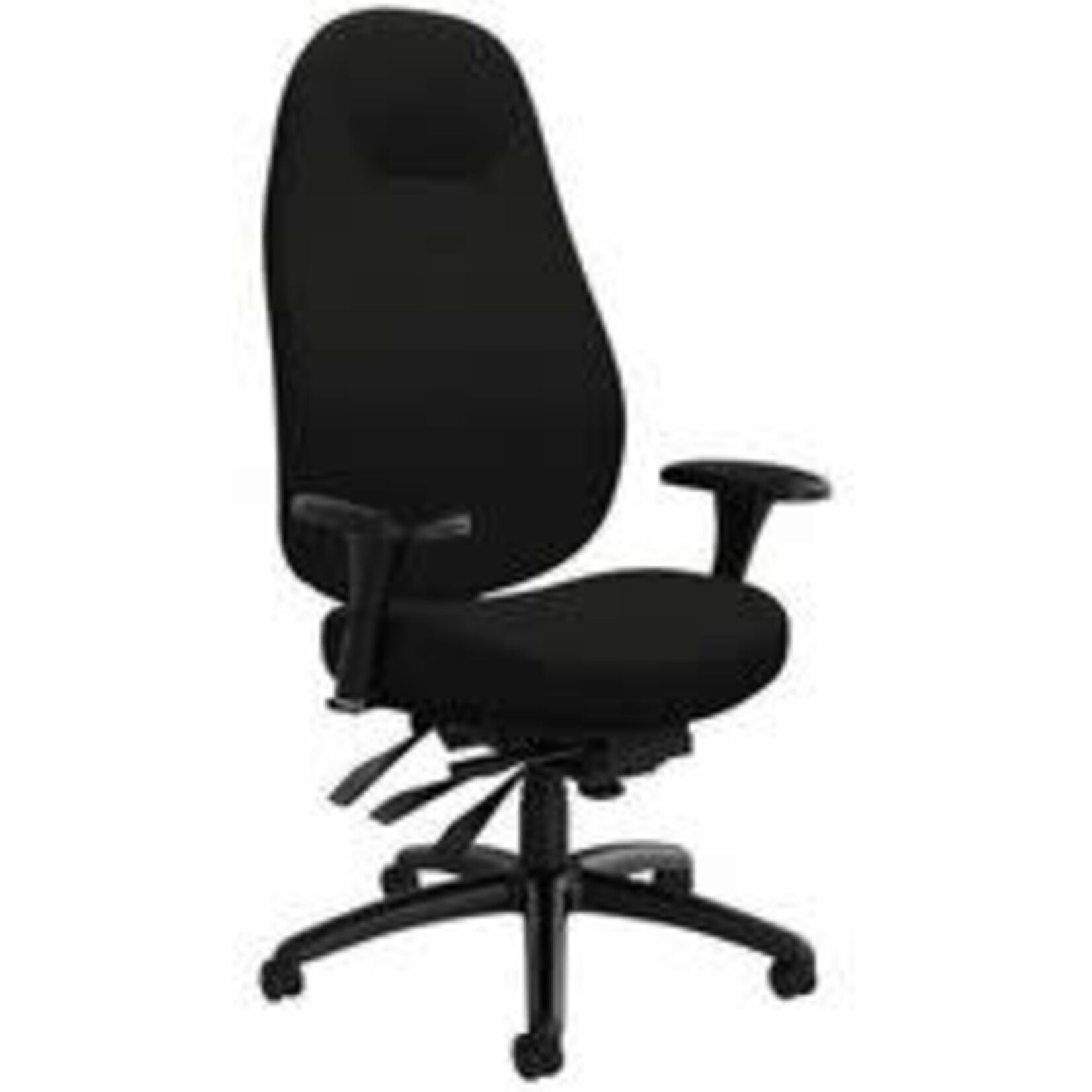 GLOBAL OFFICE Global® ObusForme Comfort High Back Multi-Tilter- Small Seat - Wood Veneer, Elastomer Back Material - High Back - 5-star Base - Black - Fabric - Armrest