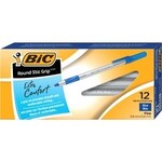 Bic PEN-STICK, ROUND STIC GRIP BALLPOINT, FINE BLUE, 12/BOX