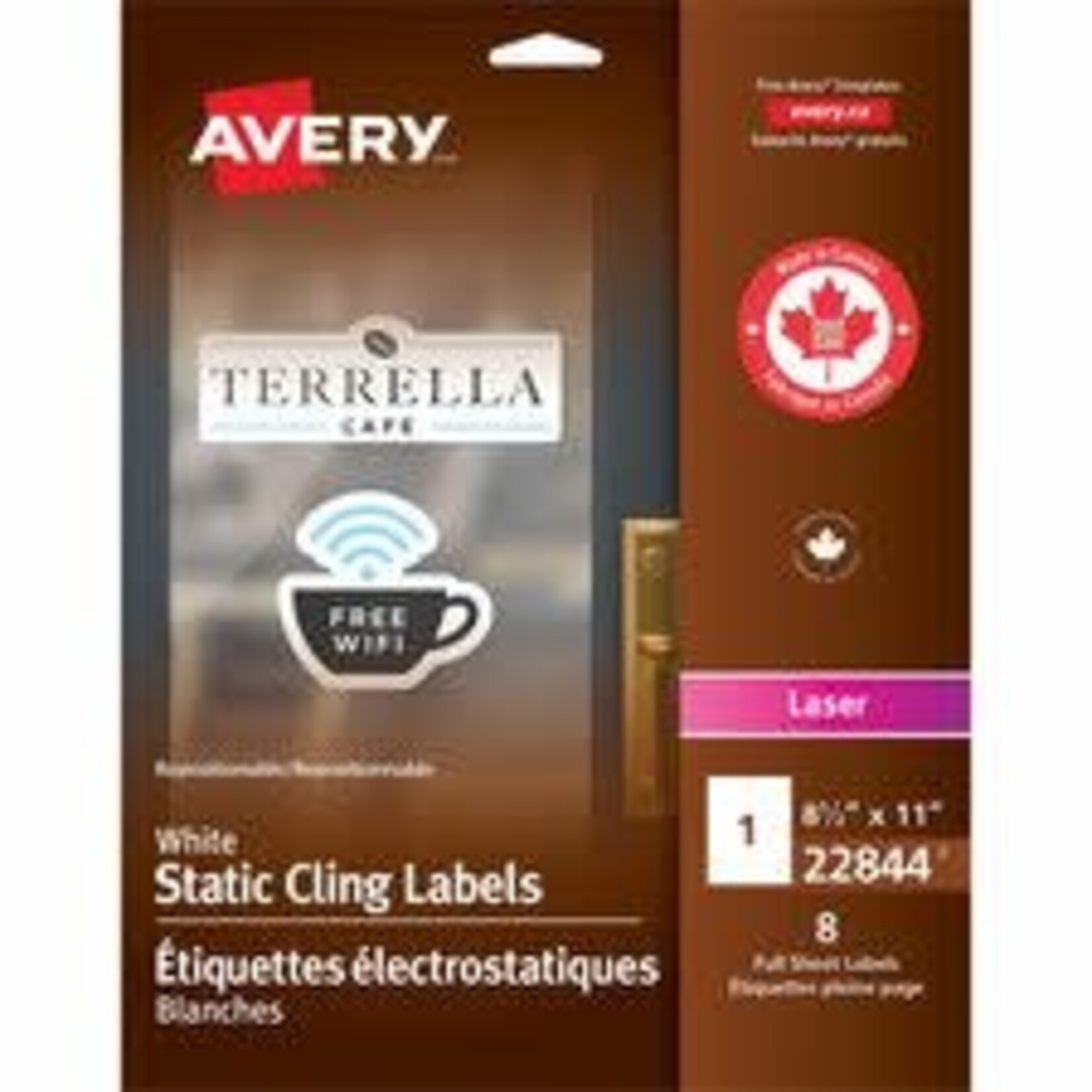 Avery Printable Static Cling Labels 22844 - 8-1/2 x 11 - 1/Sheet - 8/Pack