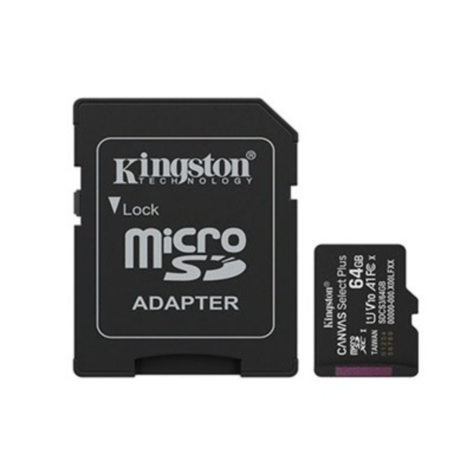Kingston KINGSTON 64GB MICROSDXC CANVAS SELECT PLUS GEN3 100MB/S A1 CARD + ADAPTER