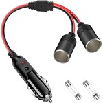 12V Cigarette Lighter Fused Splitter Adapter - 1 to 2 M/F Splitter