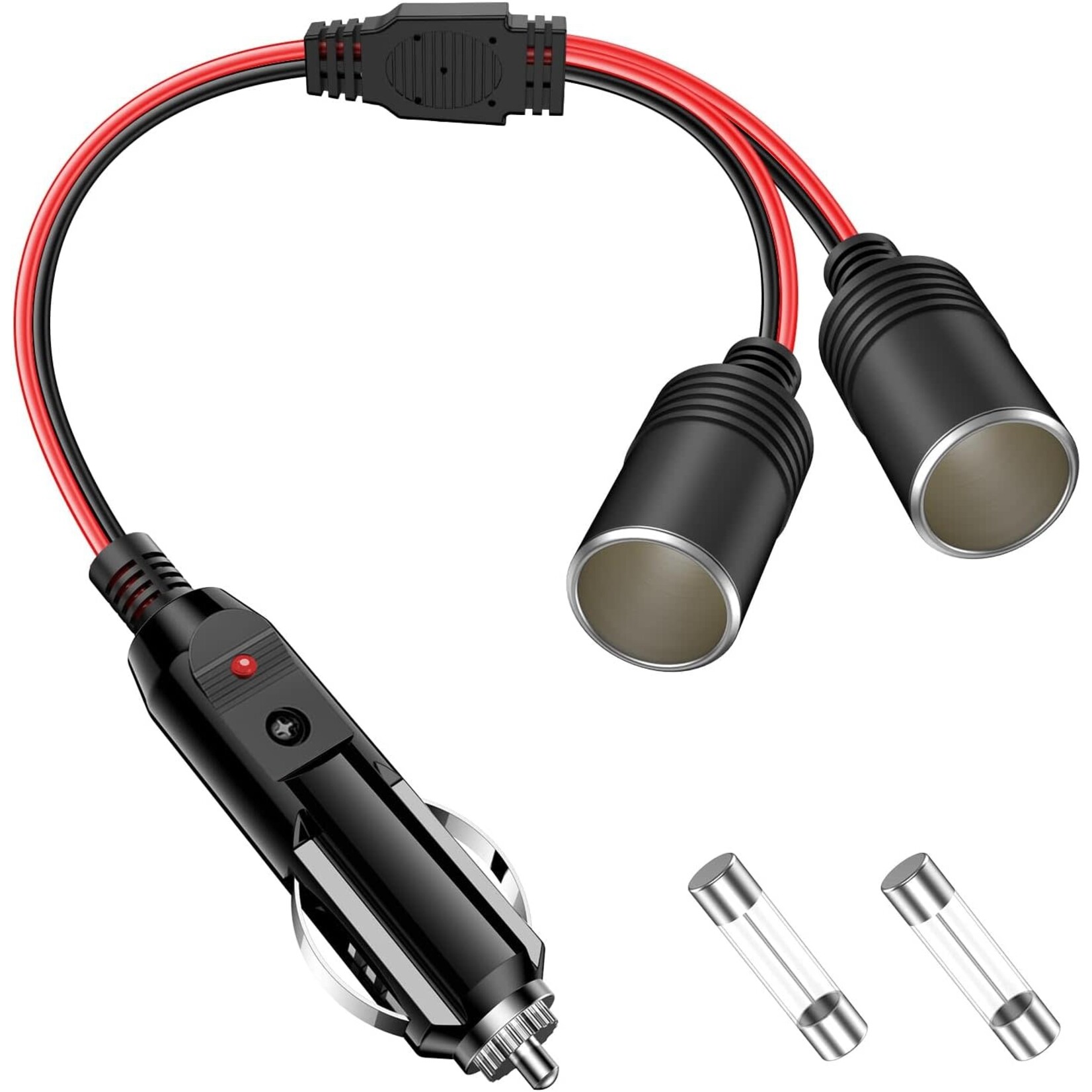 12V Cigarette Lighter Fused Splitter Adapter - 1 to 2 M/F Splitter