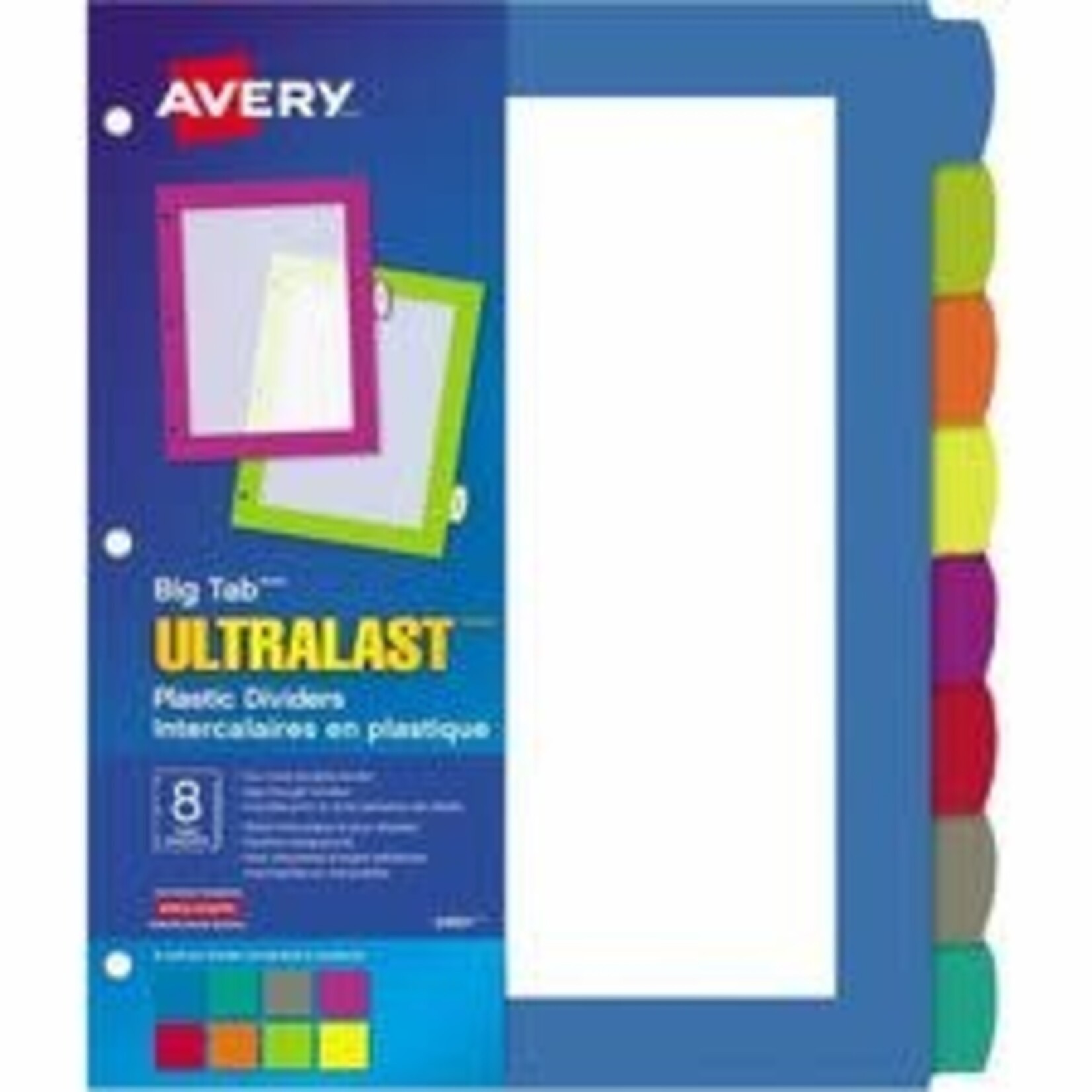 Avery INDEX DIVIDERS-BIG TAB ULTRALAST DURABLE,8 TAB MULTI-COLOUR 24901