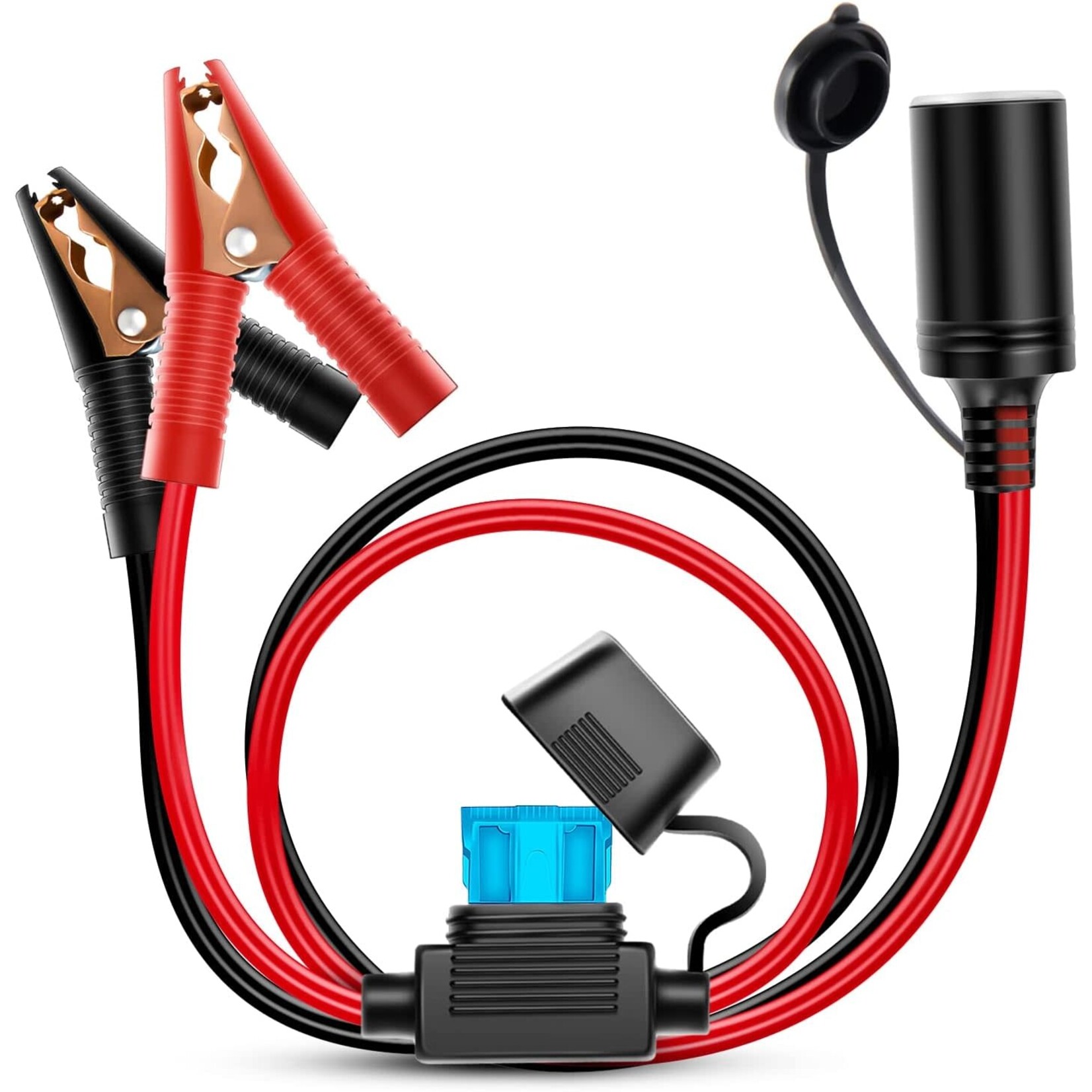 Cord Plug Socket Clamp 4.9FT / 1.5m 16 AWG Clip-On and Female Cigarette Lighter Adapter