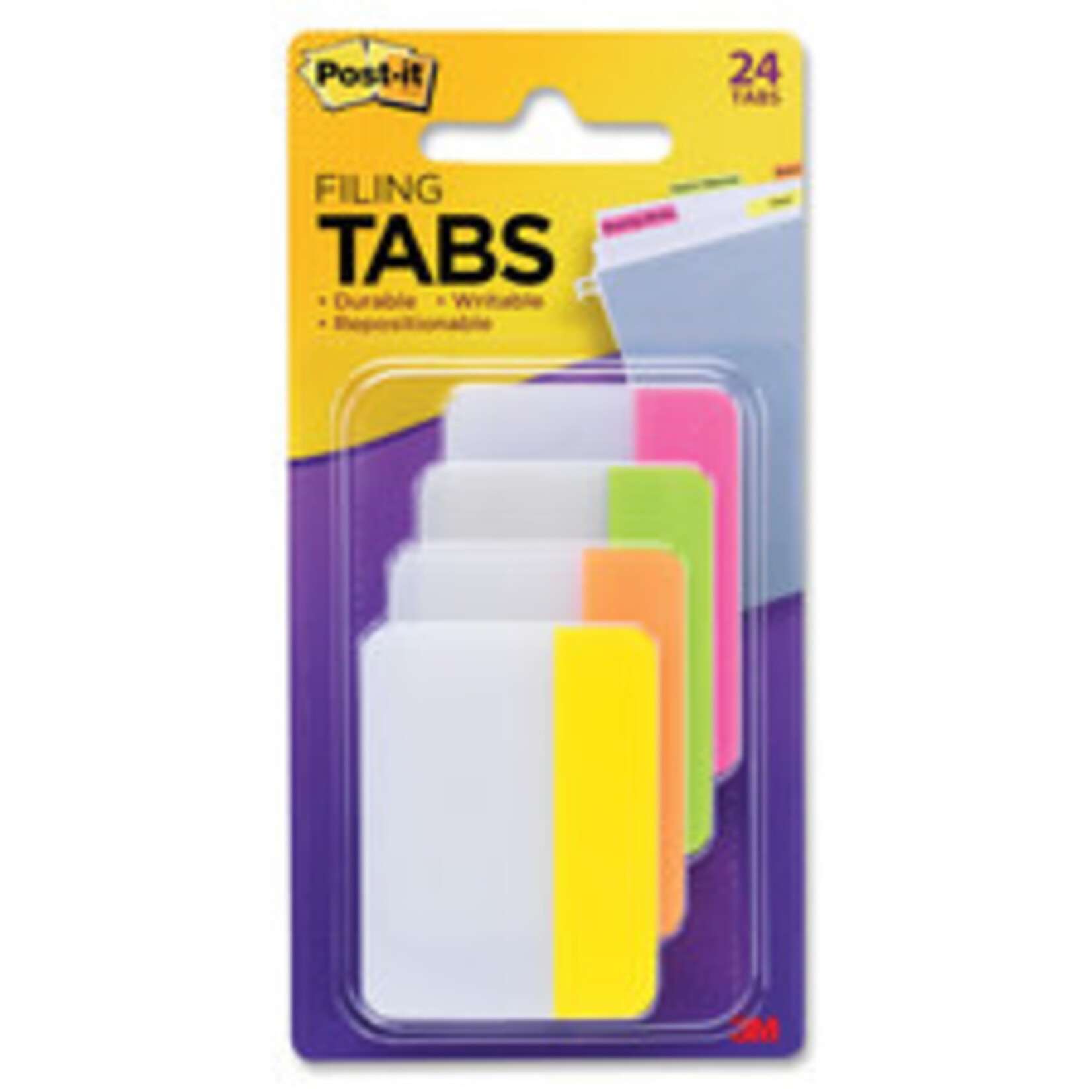 3M INDEX TABS - POST-IT - 1.5" x 2" - BRIGHT ASST - 24 PK