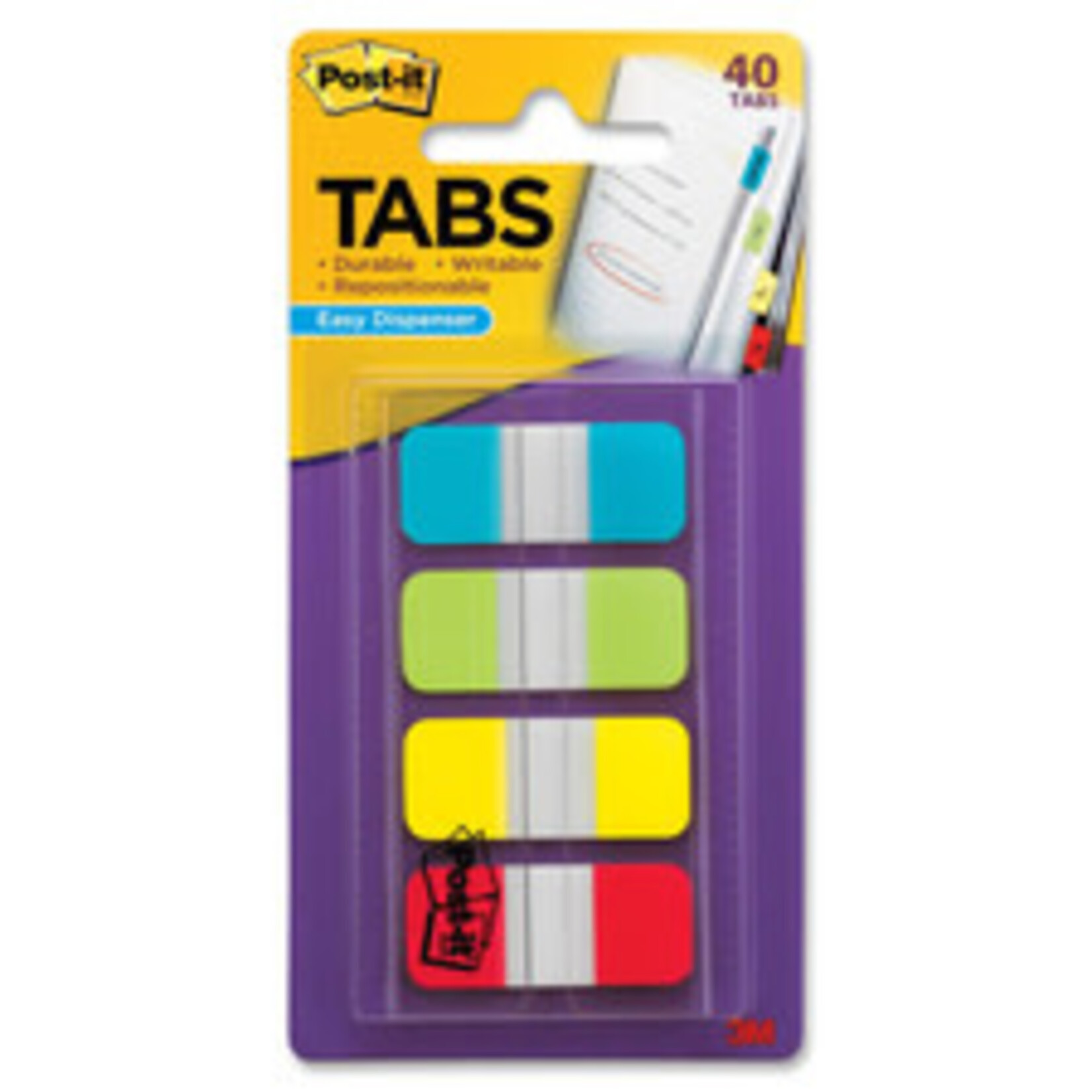 3M INDEX TABS - POST-IT - DURABLE FILING - WRITE ON TABS - ASST COLORS