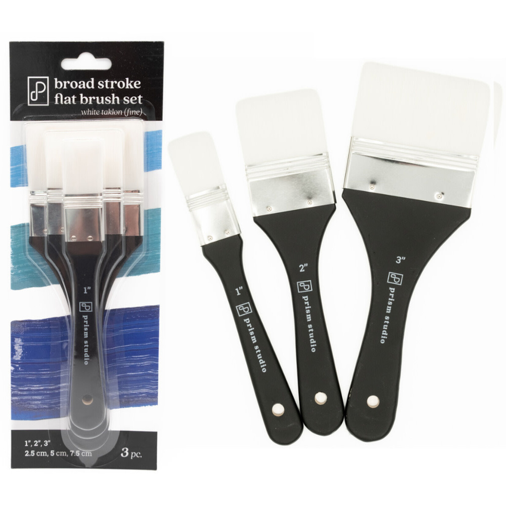 Broad Stroke Flat Brush Set, White Taklon
